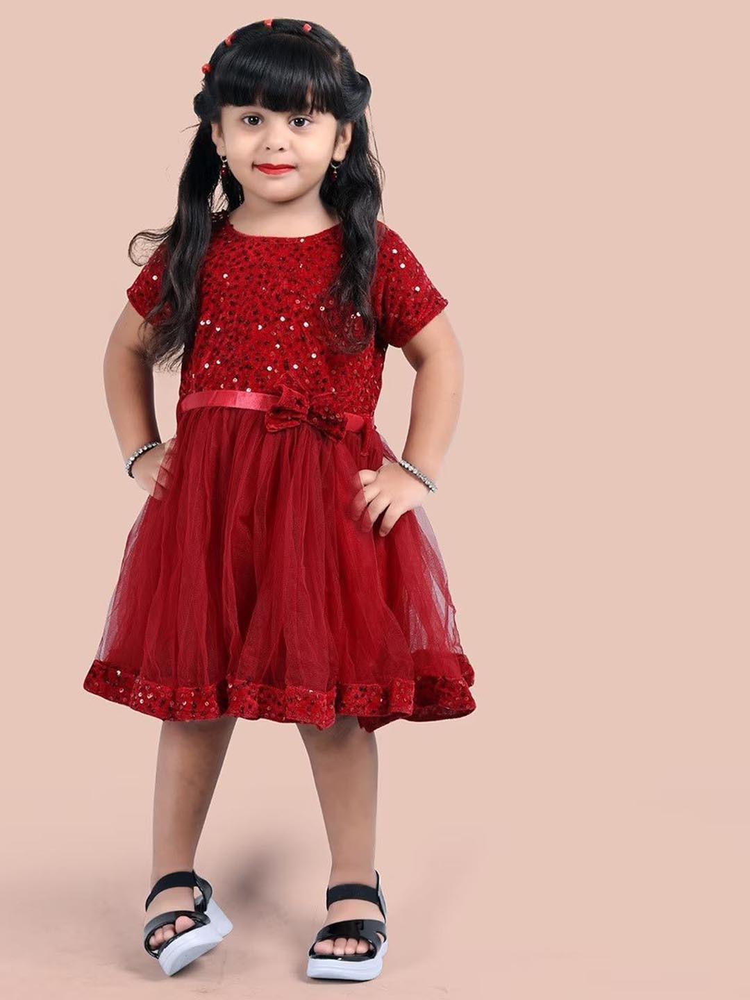 4JSTAR Girls Embellished Net Fit & Flare Dress
