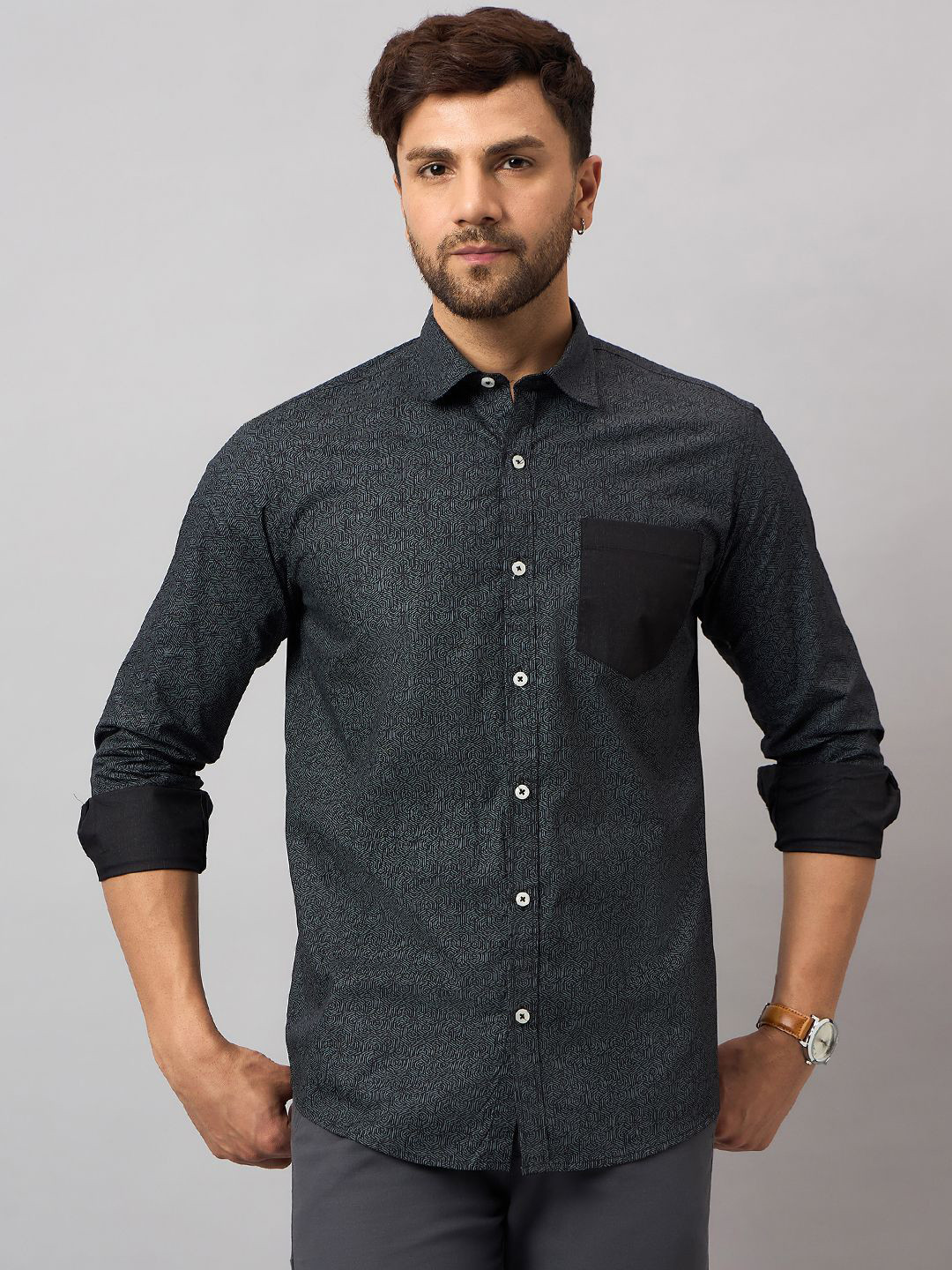 THE BEETEL HOUSE Men Micro Ditsy Printed Spread Collar Cotton Casual Shirt