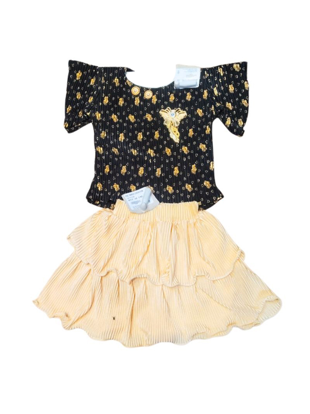 PAL SAREE CREATION Girls Printed Pure Silk Top With Skirt