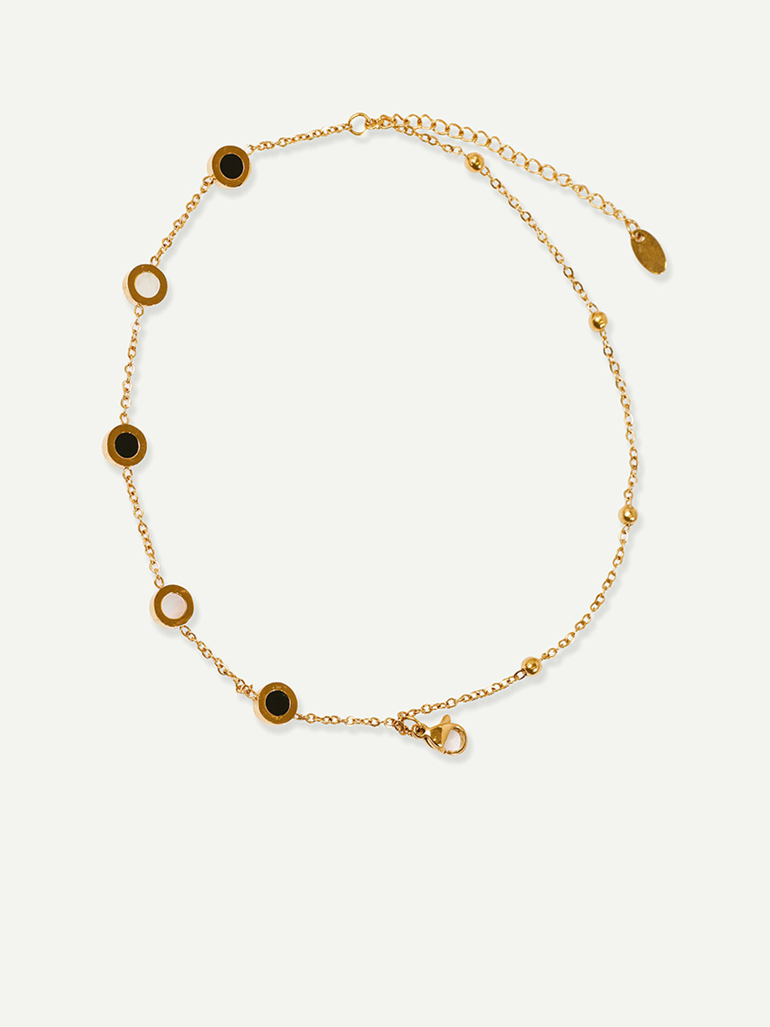 OUZEL Stainless Steel 18KT Gold-Plated Beaded Wraparound Bracelet