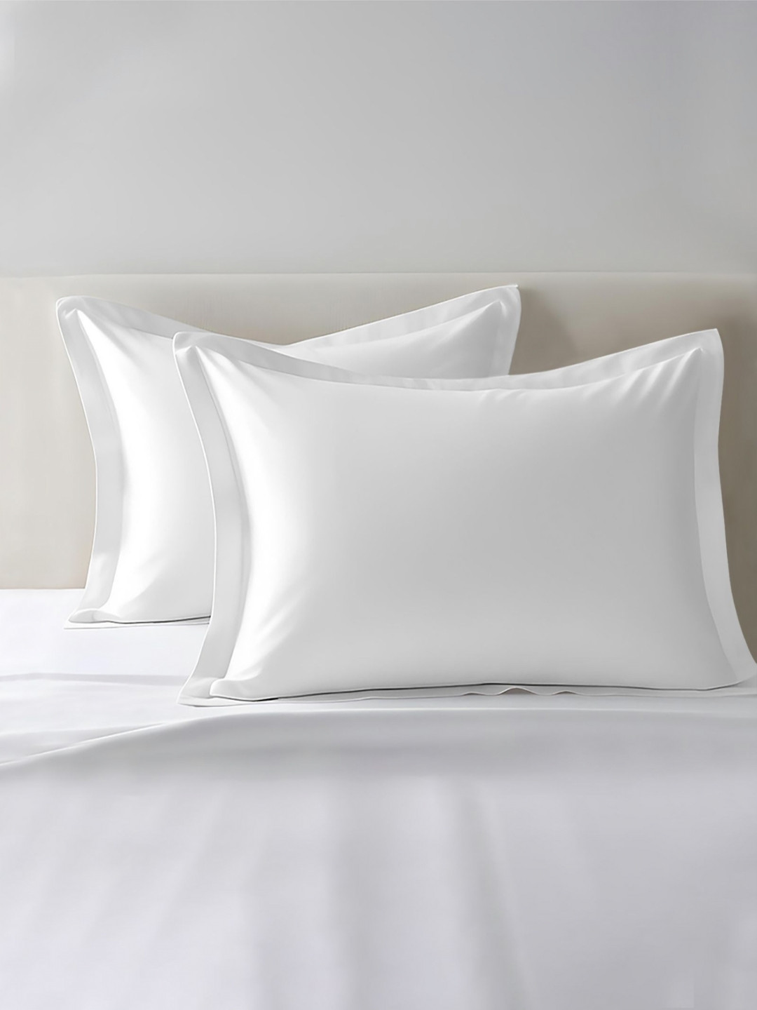 PIZUNA LINENS White 2 Pieces Pure Cotton 400 TC Rectangle Pillow Covers