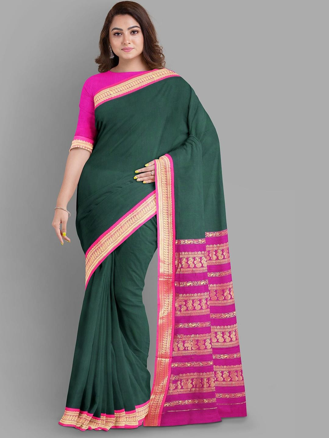 The Chennai Silks Zari Acrylic Cotton Kalyani Saree