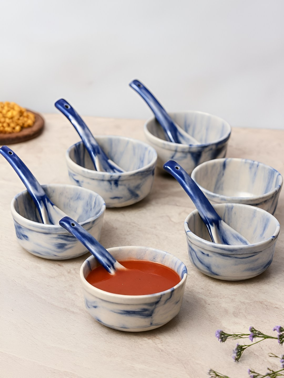 Unravel India Shades of Earth Set of 6 Ceramic Soup Bowl Set
