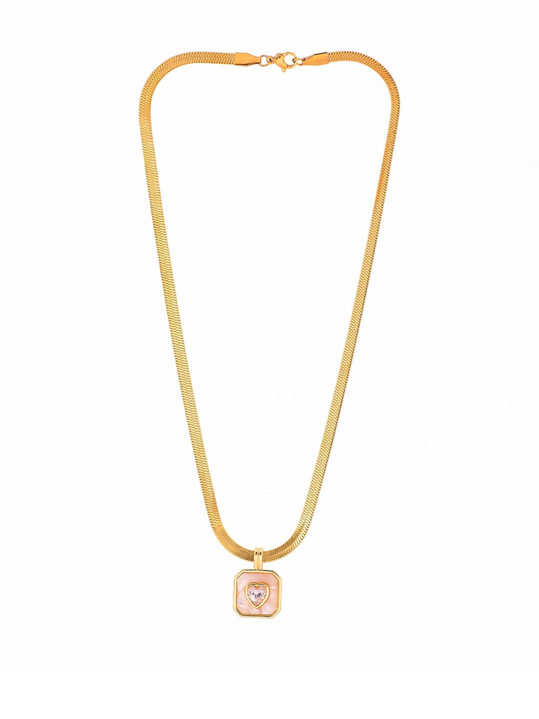 Ashnera Women Gold-Plated Artificial Stone Studded Pendant with Chain