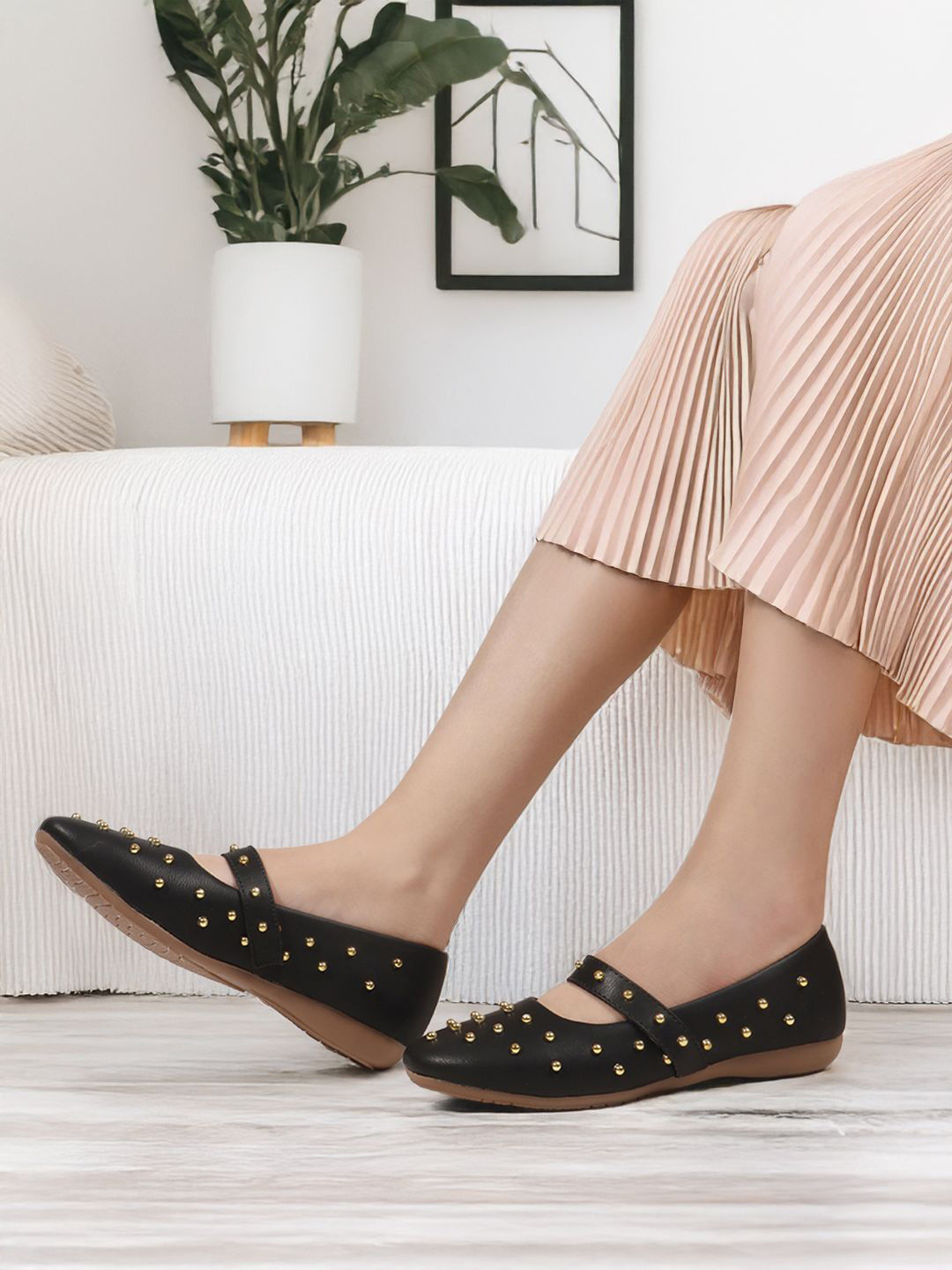 Lavie Women Textured Party Round Toe Mary Janes With Western - Embellished