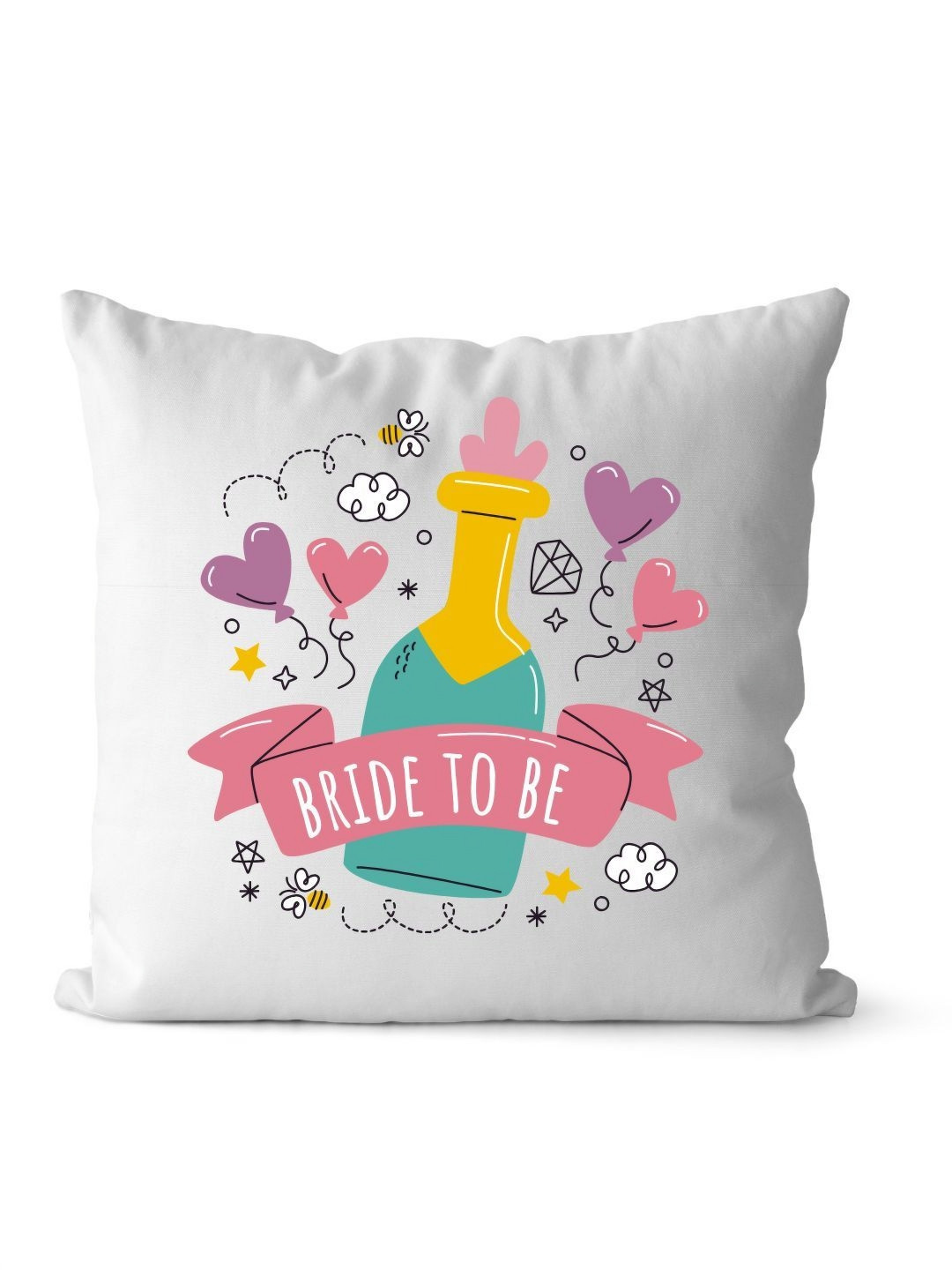 Loops n knots White & Pink Bride To Be Printed Pre-Filled Cushion