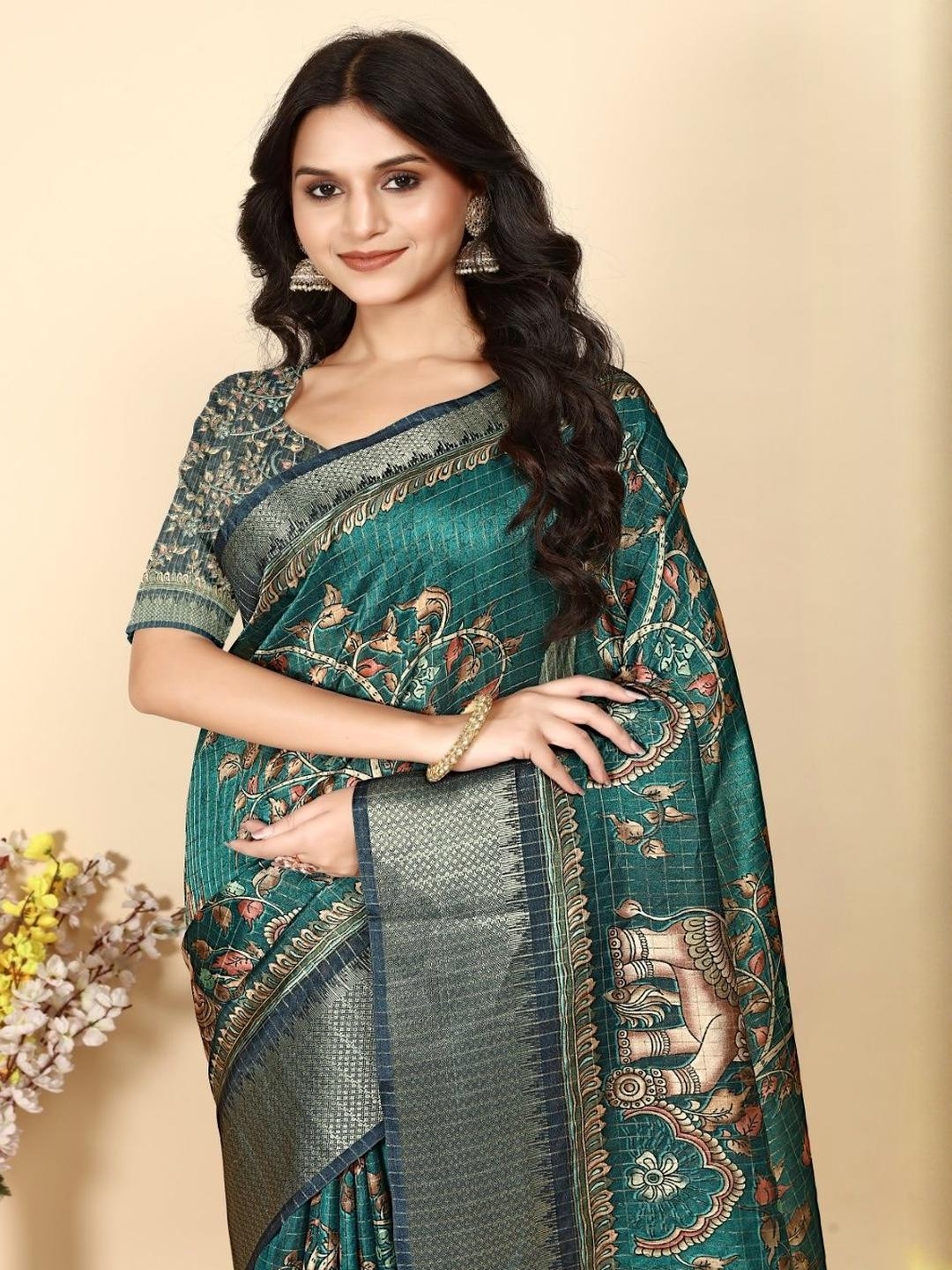 SSHAGUN LIFESTYLE Batik Woven Design Zari Silk Cotton Saree