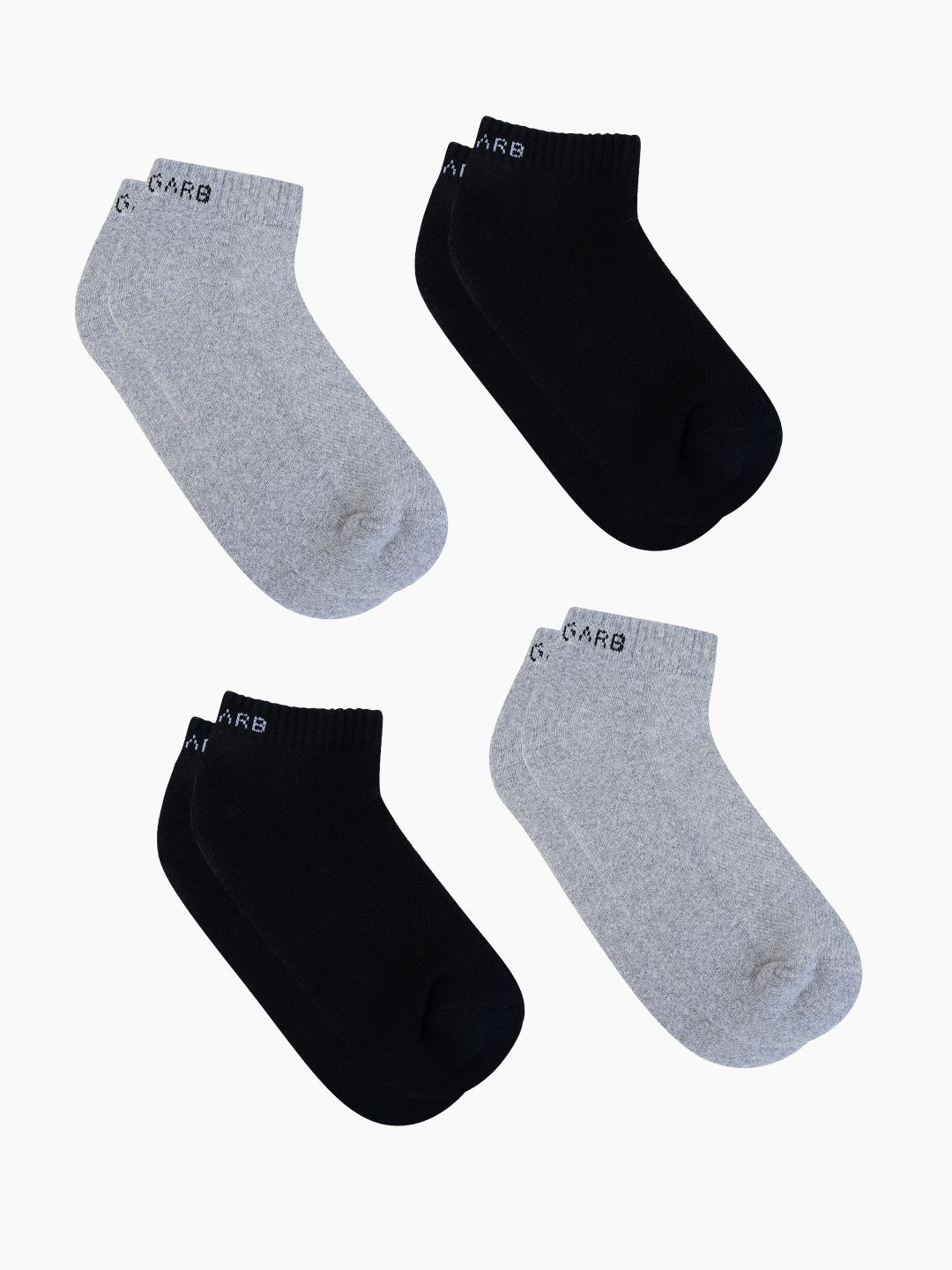 AIR GARB Pack of 4 Black and Grey Low Ankle Cushioned Socks