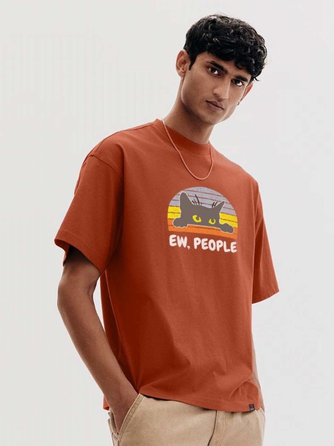 TOGS & TERRE Men Graphic Printed Round Neck Cotton Oversized T-shirt