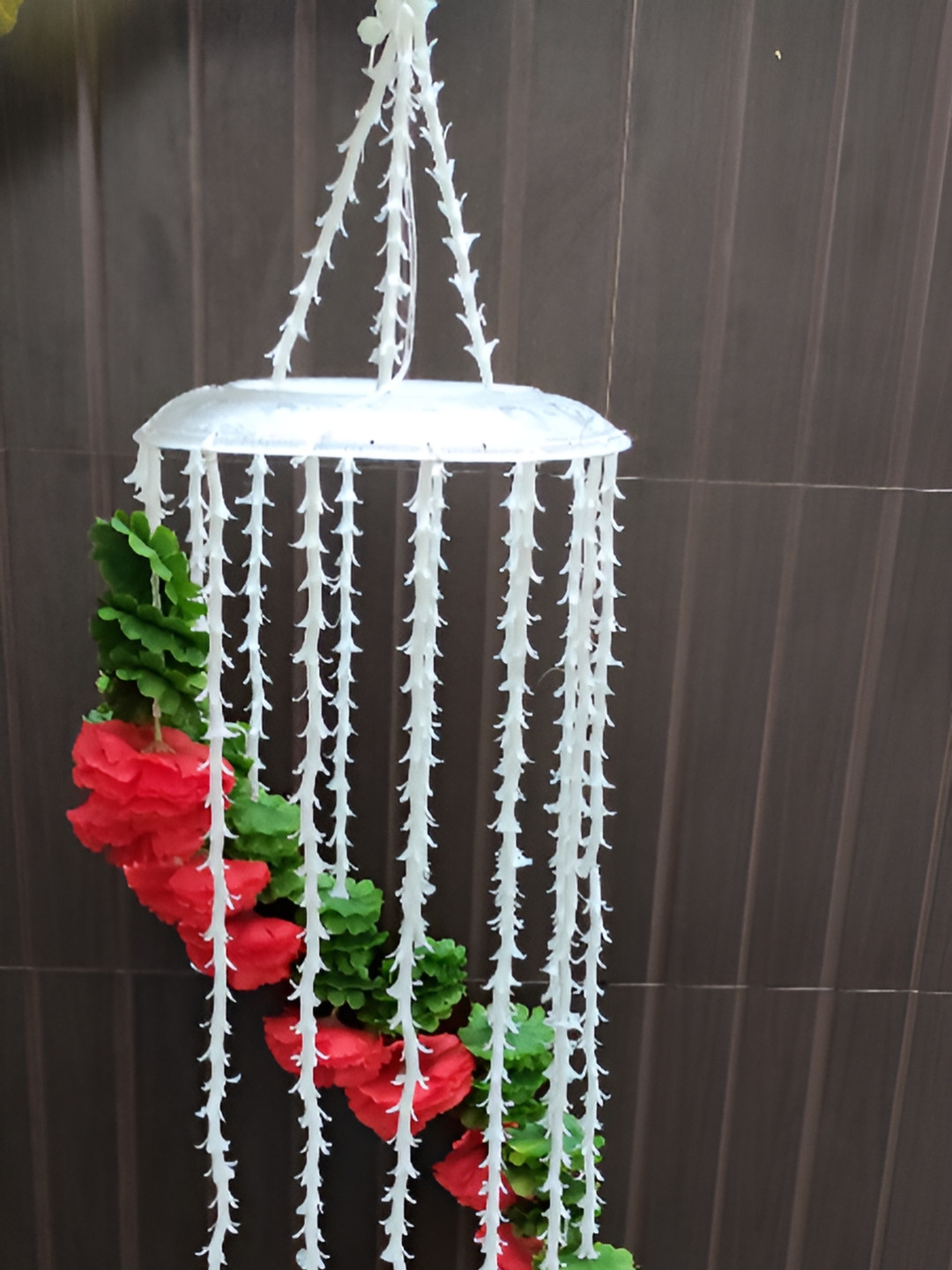 Sellplus White & Red Rose Floral Jhoomer