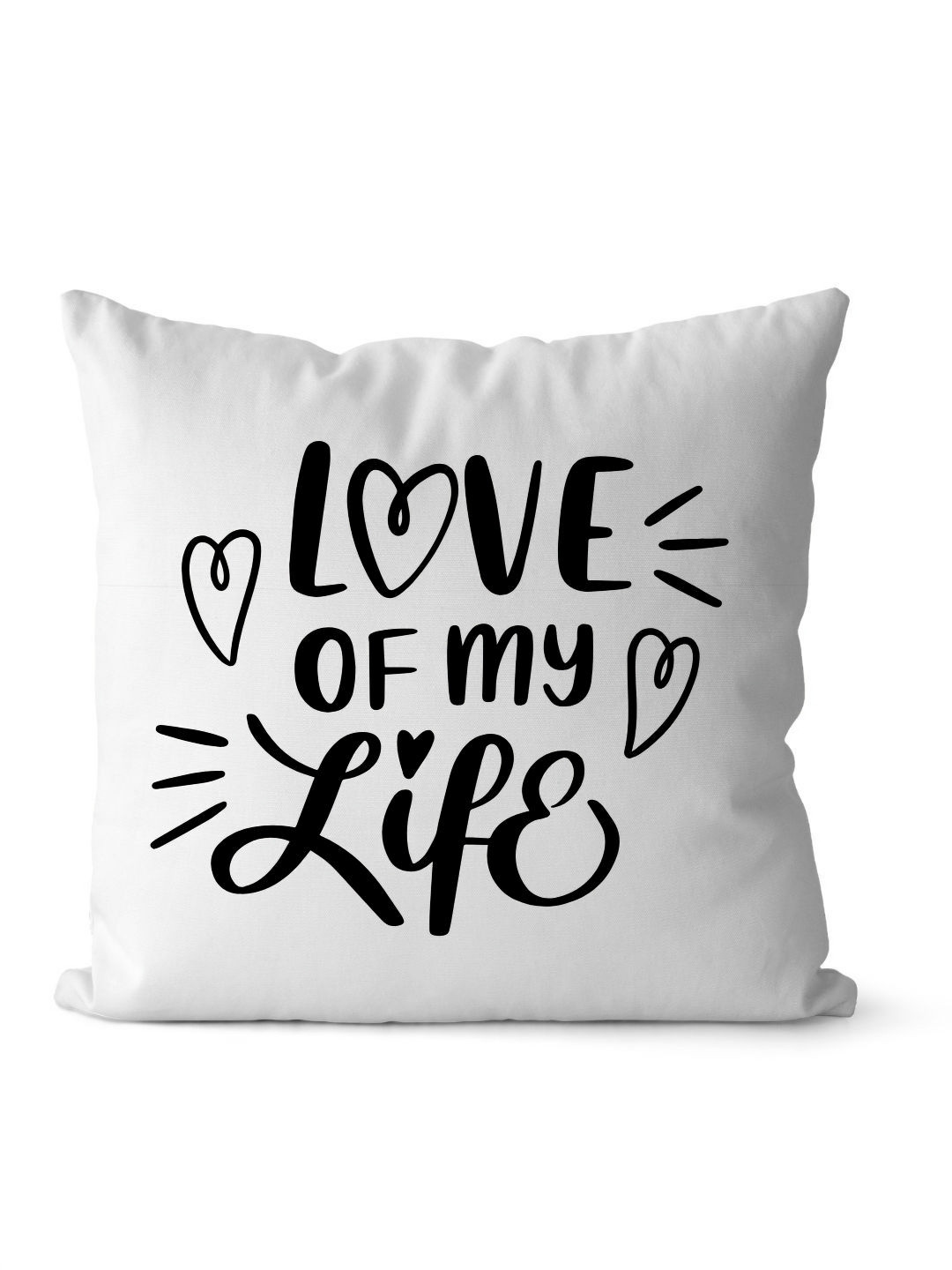 Loops n knots White & Black Love Of My Life Printed Pre-Filled Cushion