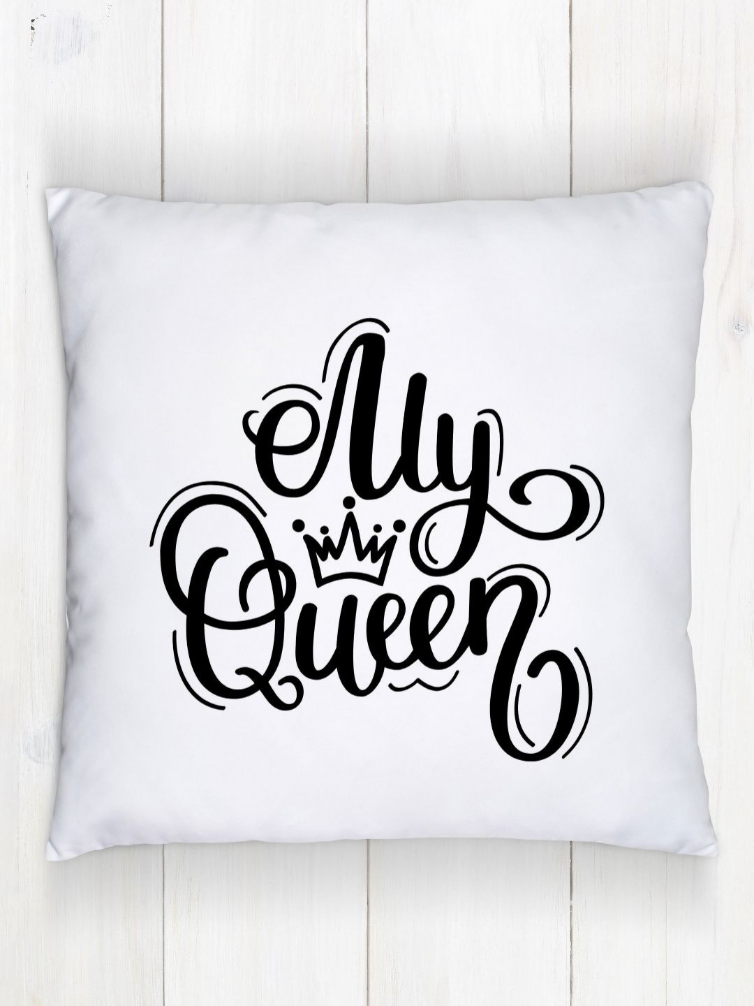 Loops n knots White & Black My Queen Printed Pre-Filled Cushion