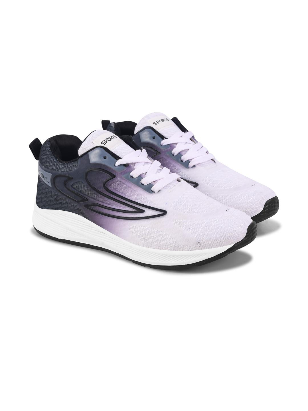 SZN Men Black and White Mesh Walking Shoes