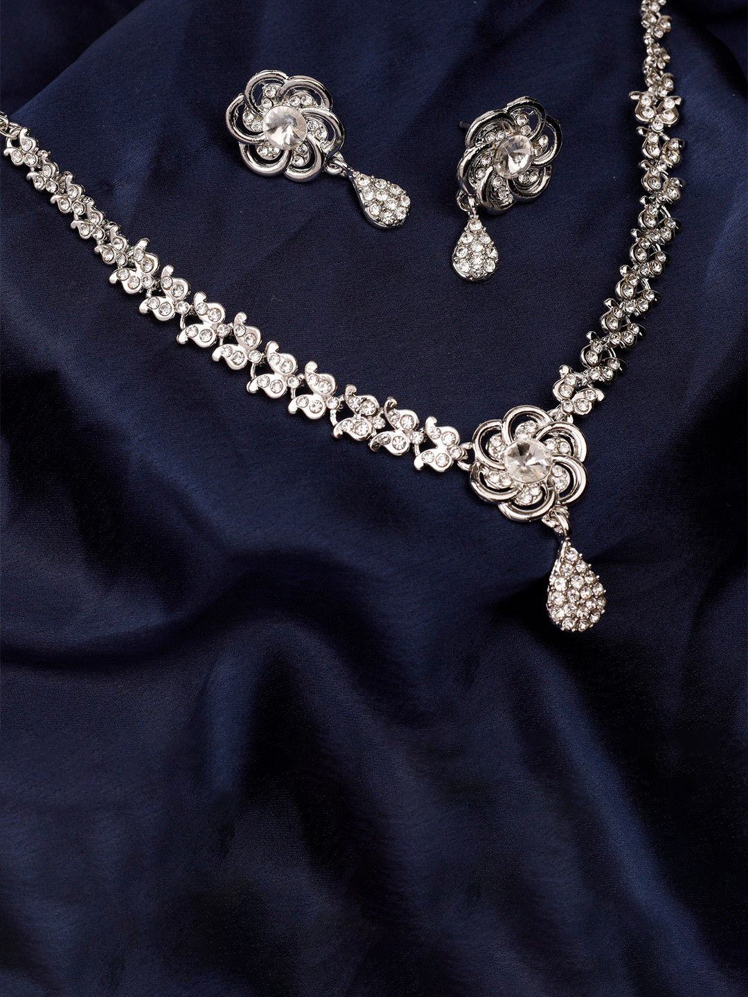 Kord Store American Diamond Rhodium-Plated Jewellery Set