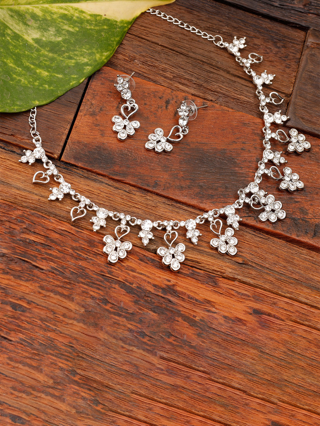 Kord Store American Diamond Rhodium-Plated Jewellery Set