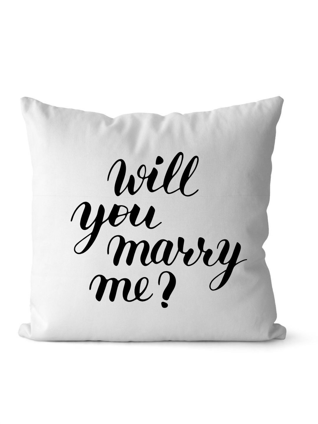 Loops n knots White & Black Will You Marry Me? Printed Pre-Filled Cushion