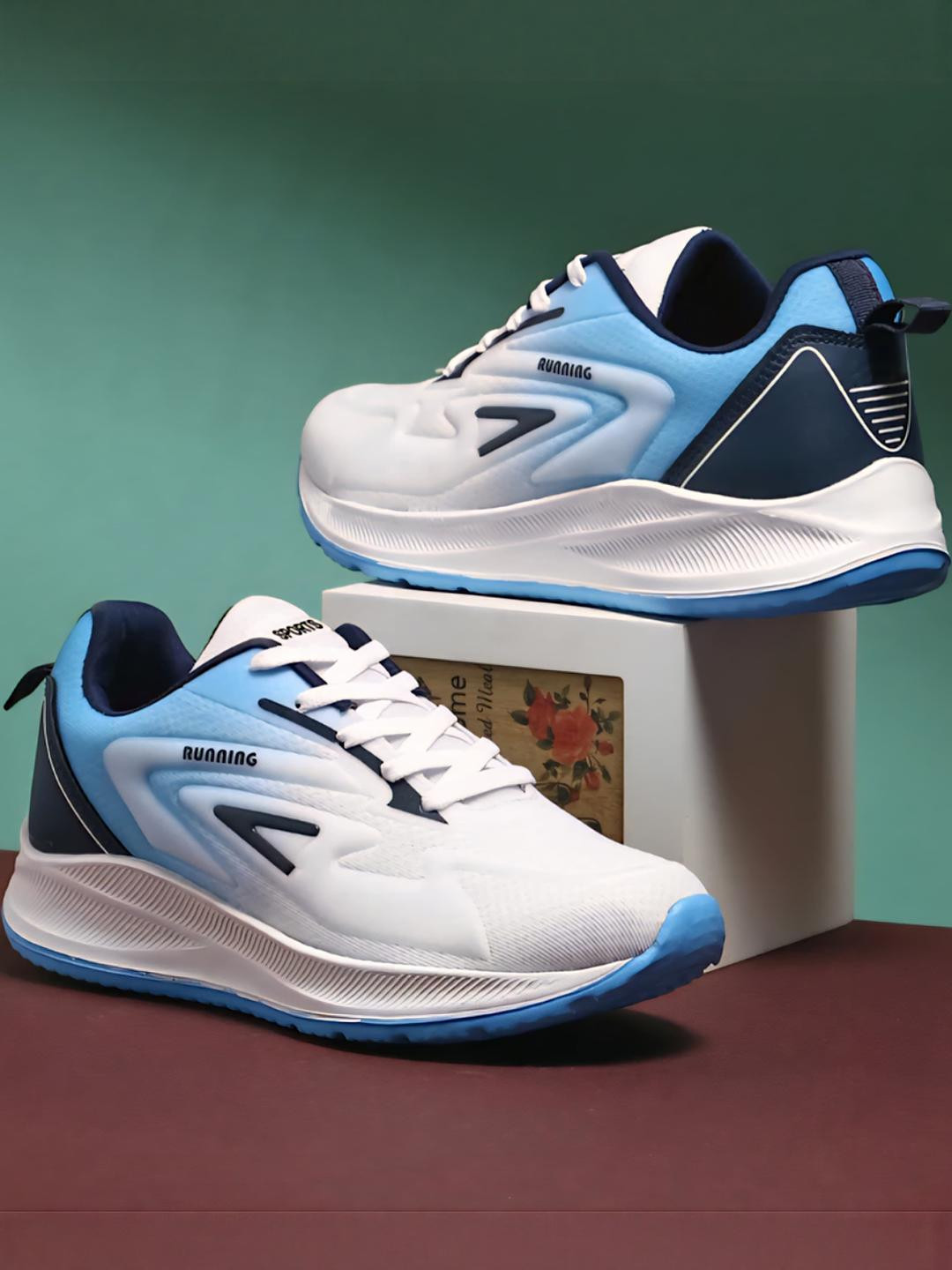 SZN Men Blue And White Mesh Lace-Ups Comfort Casual Walking Shoes