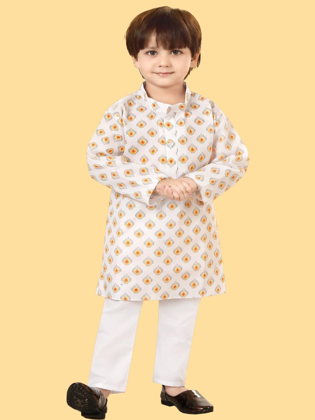 LABELZERO Kids-Unisex Multi Cotton Blend Kurta Sets
