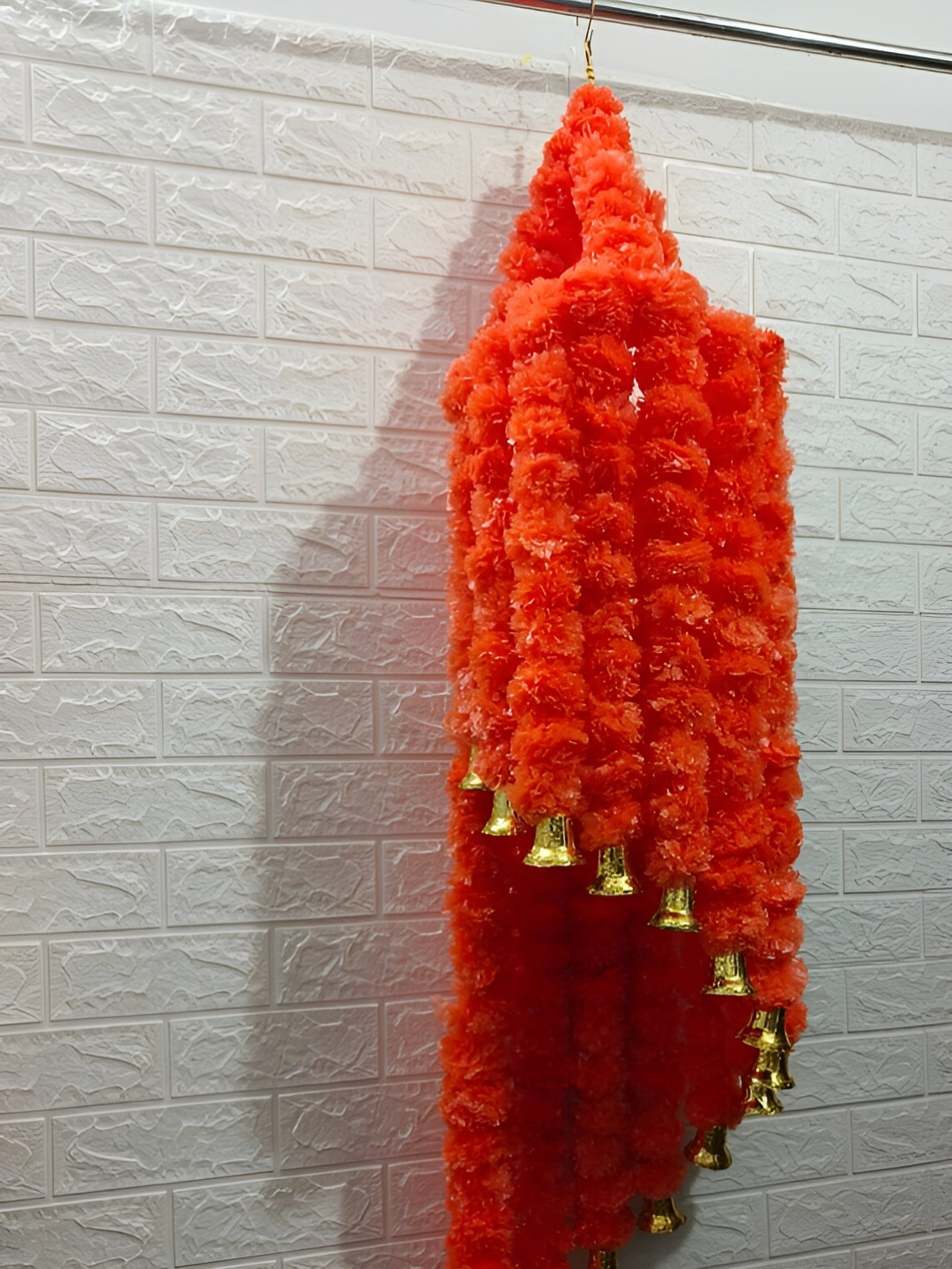 Sellplus Jhoomer Orange & Gold Toned Flower & Bell Wall Hangings