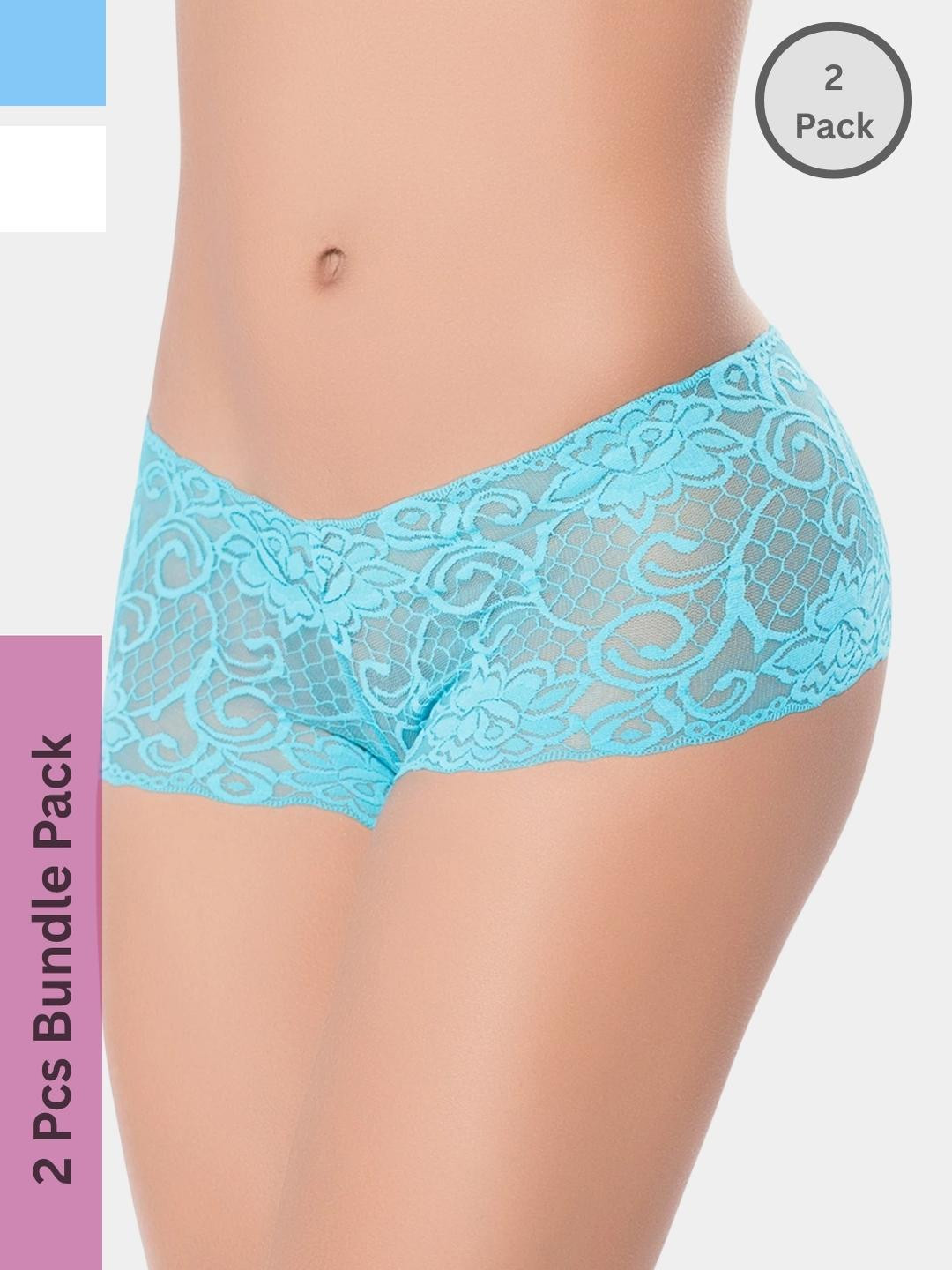 LoveAasan Women Mid-Rise Lace Nylon Boy Shorts