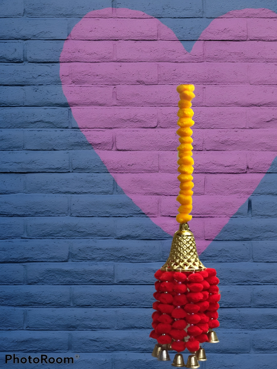 Sellplus Yellow & Red Pompom With Bell Jhoomer