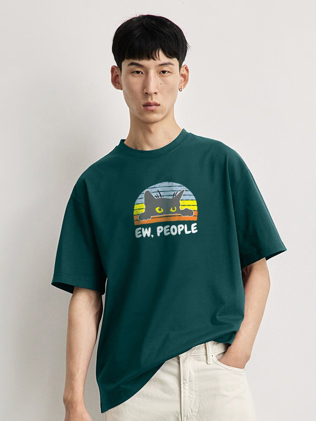 TOGS & TERRE Men Graphic Printed Round Neck Cotton Oversized T-shirt