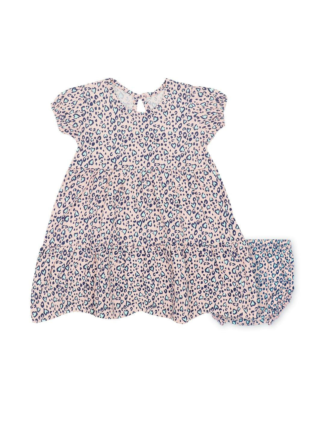 Pubu Girls Pink Cotton Short Sleeves Printed Clothing Set