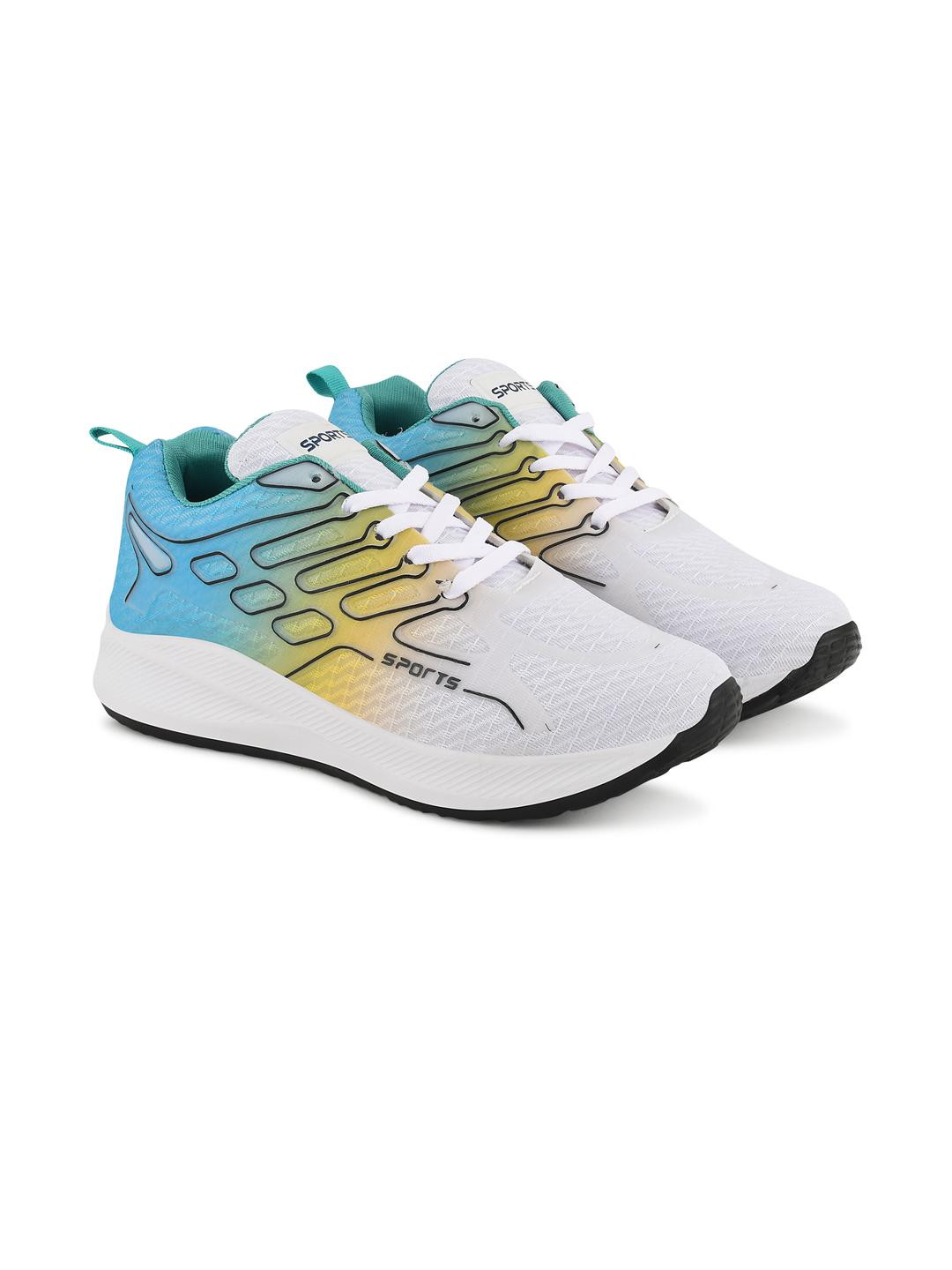 SZN Men Aqua Yellow  Mesh Walking Shoes