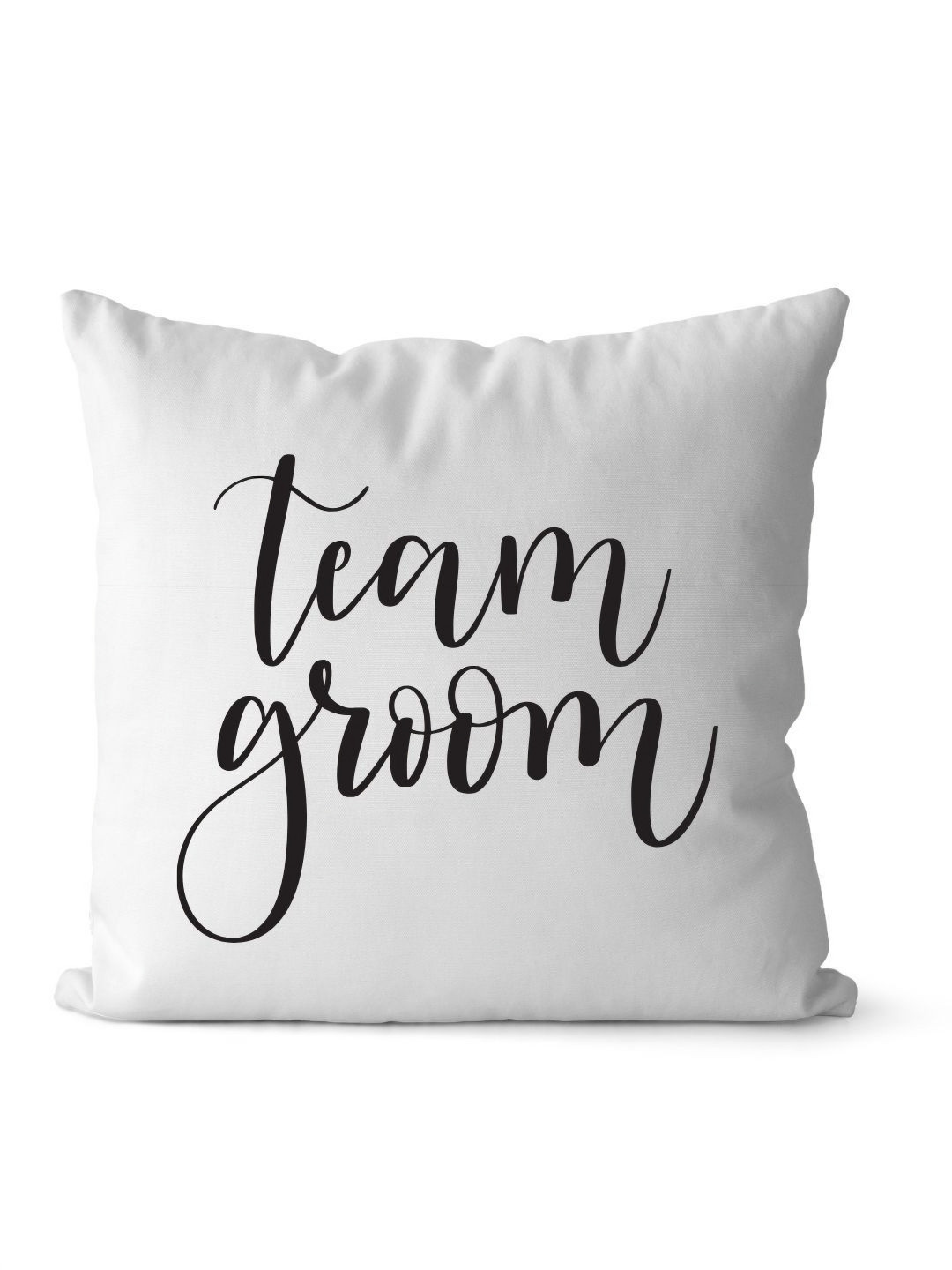Loops n knots White & Black Team Groom Printed Pre-Filled Cushion