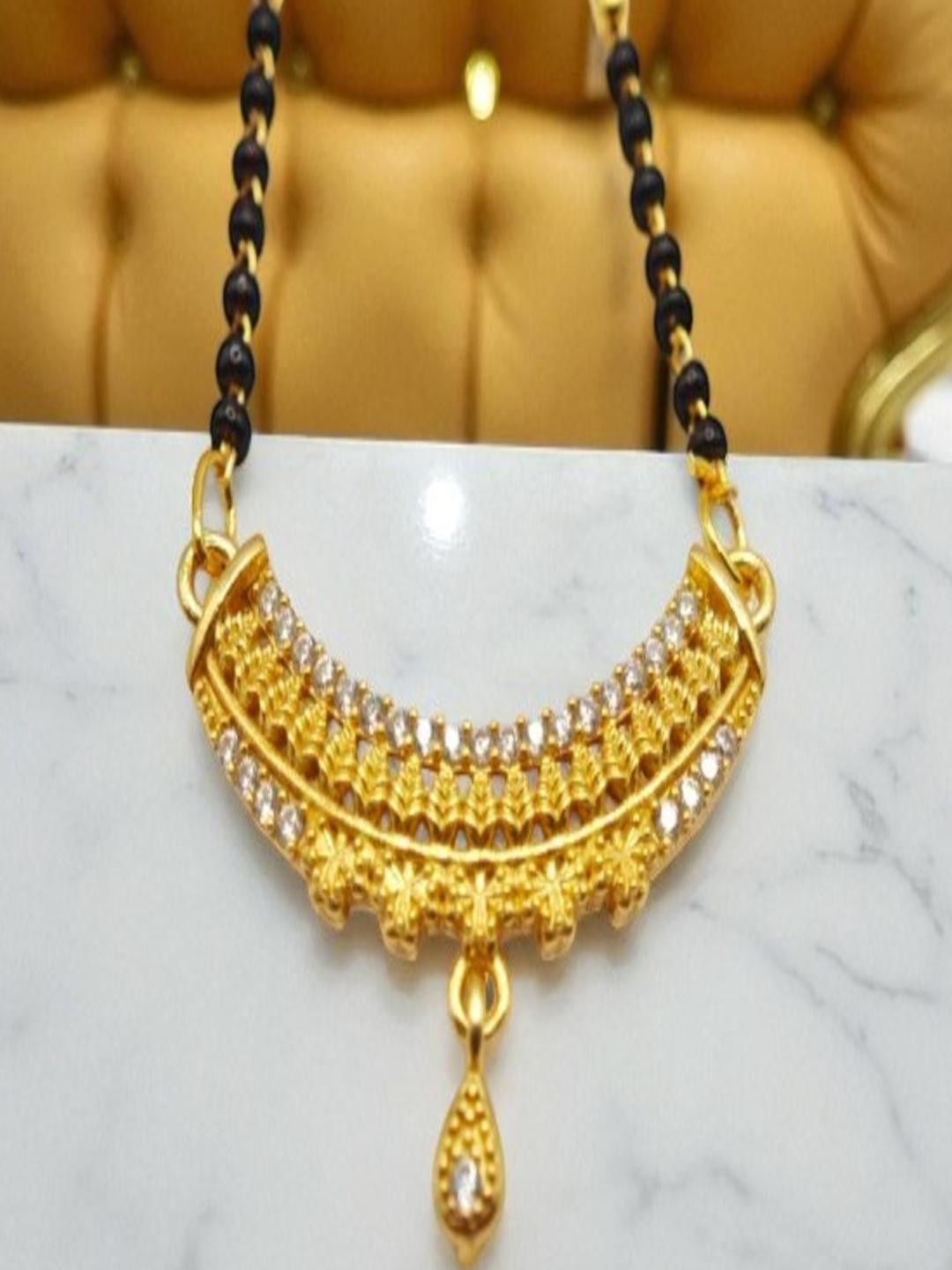 SAPRAA TRENDS Gold-Plated Artificial Stones and Beads Mangalsutra