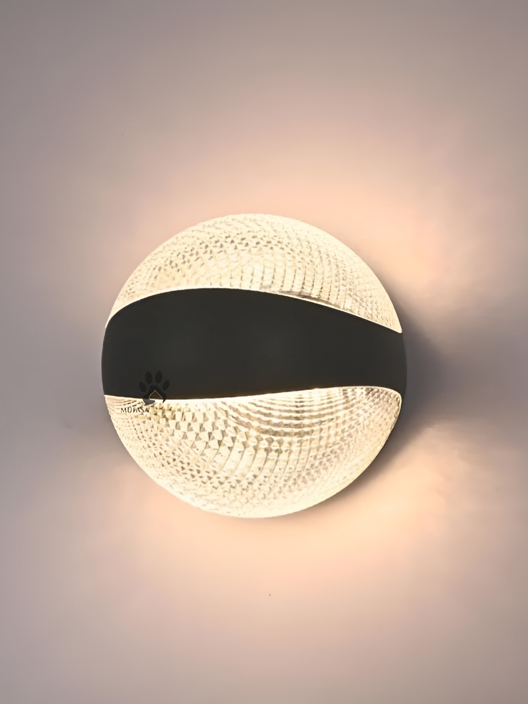 Mufasa Black & Transparent Textured Dome Bulkhead Waterproof Aluminium Wall Lamp