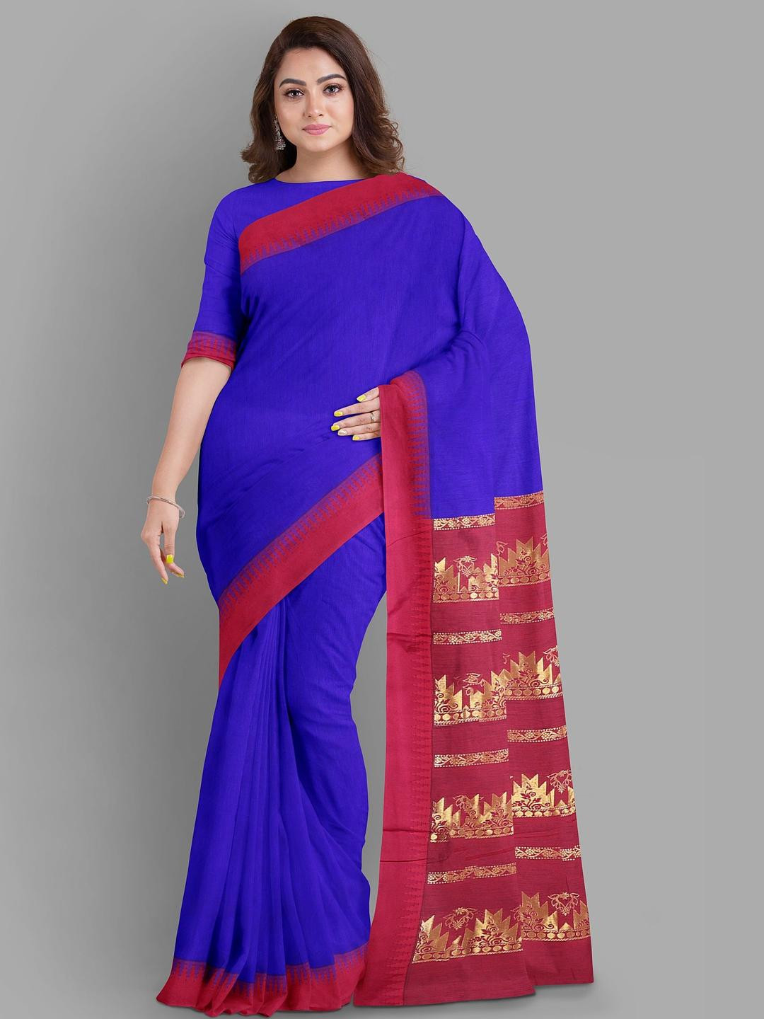 The Chennai Silks Solid Contrast Border Saree