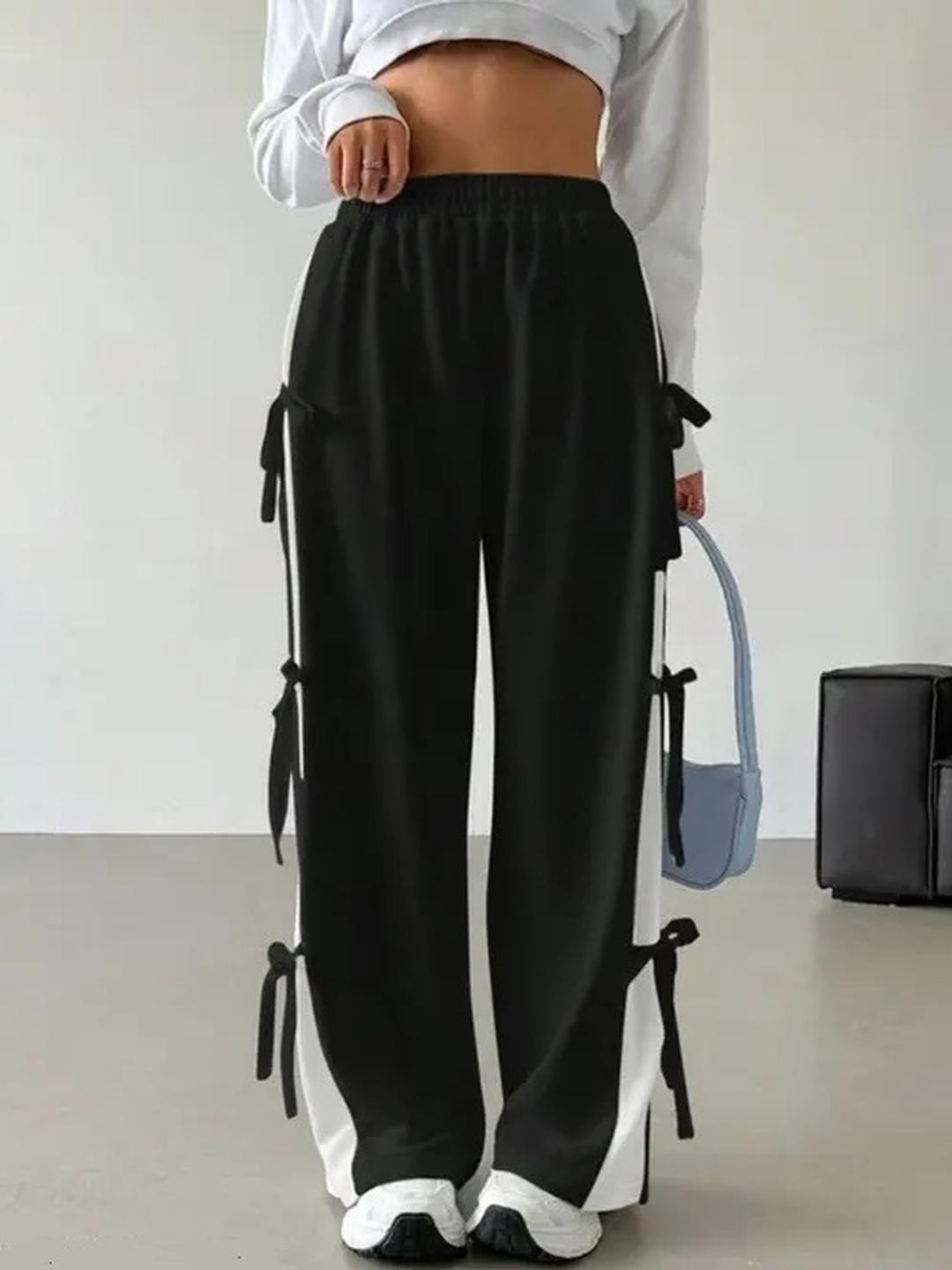 farukhi creation Women Striped Relaxed Straight Leg High-Rise Easy Wash Trousers