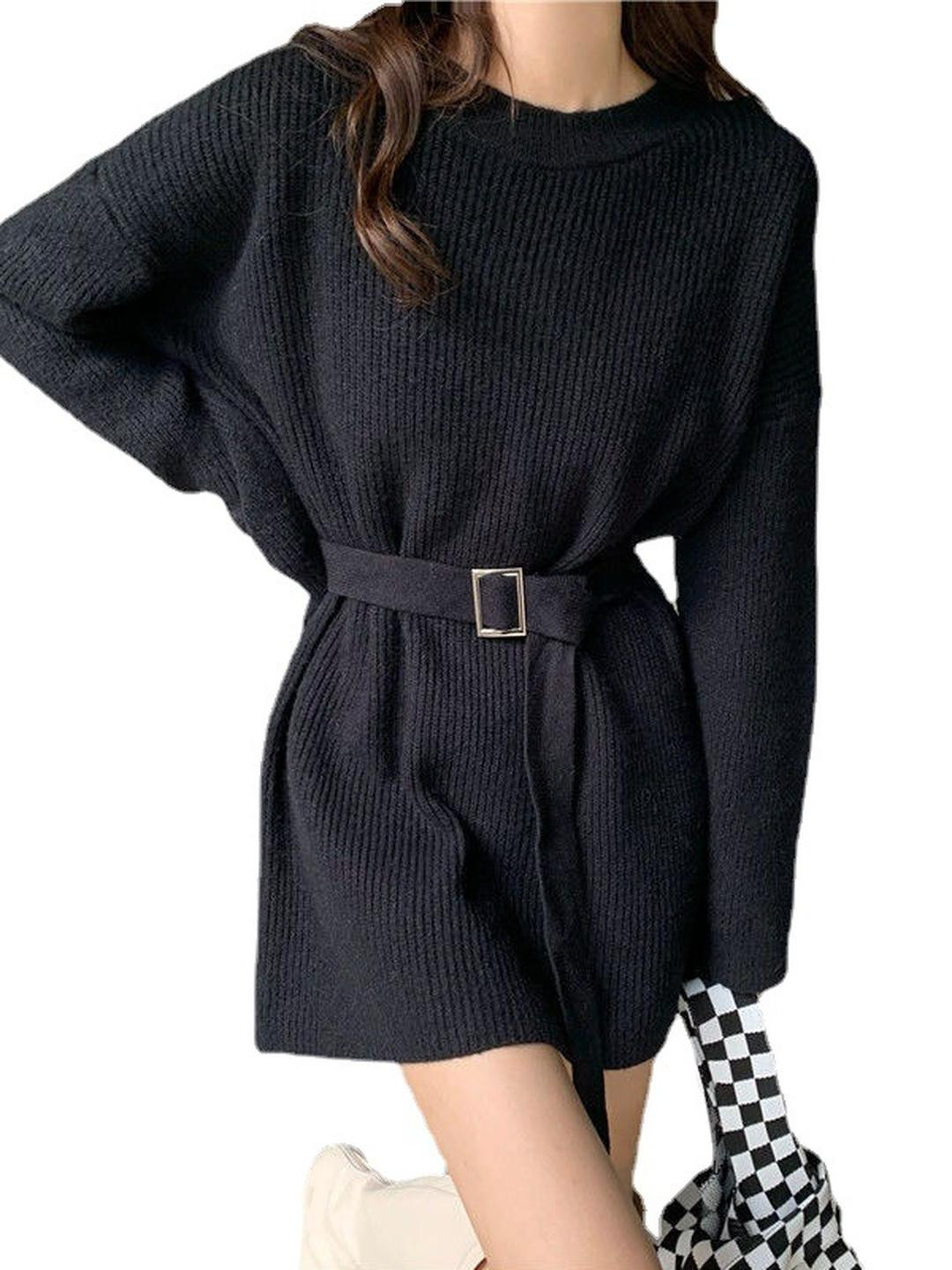 DressBerry Women Acrylic Ribbed Knit Mini Dress