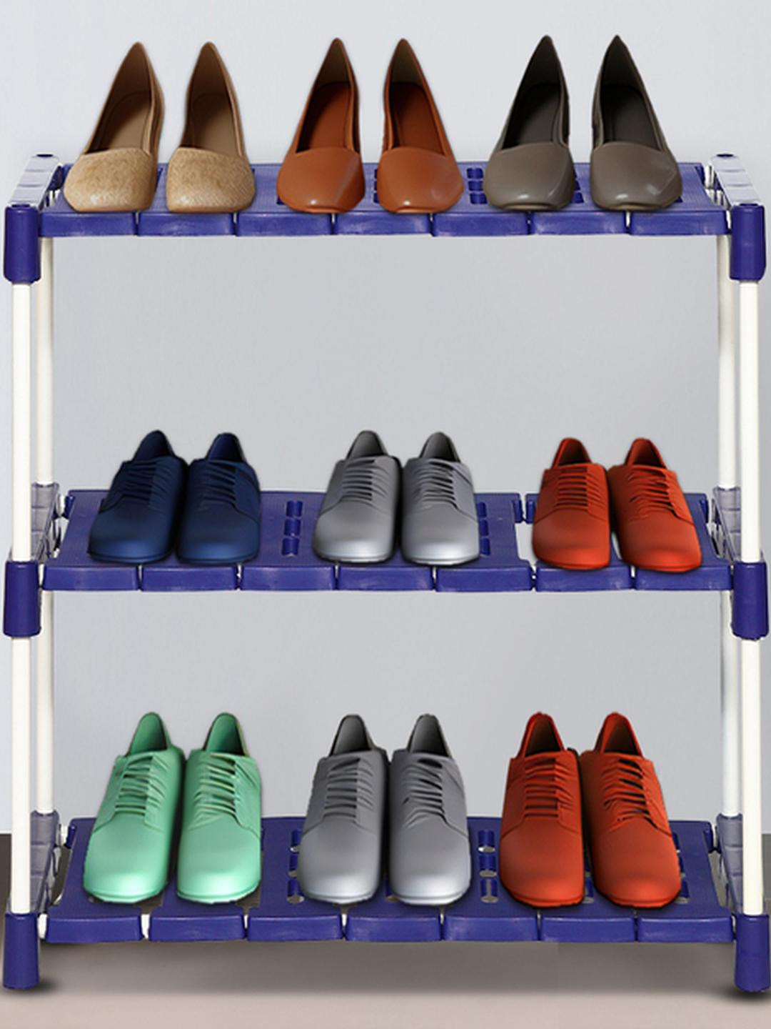 NOVATIC Multicolour Metal & Plastic Stackable Shoe Rack
