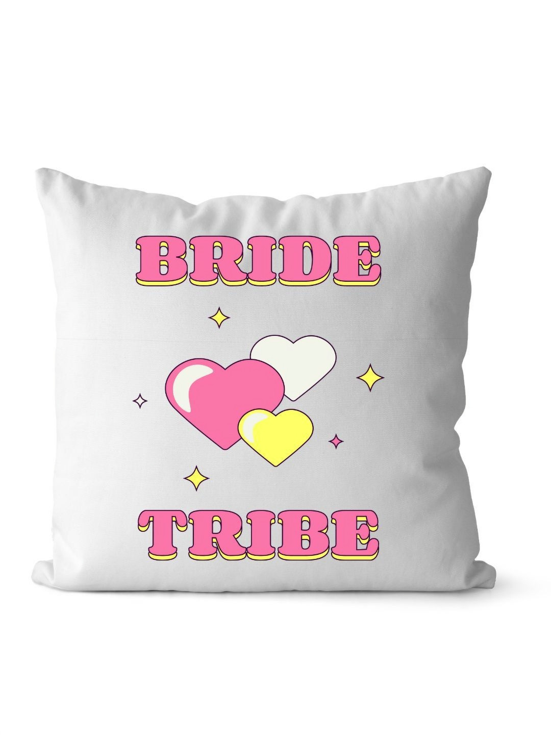 Loops n knots White & Pink Bride Tribe Printed Pre-Filled Cushion