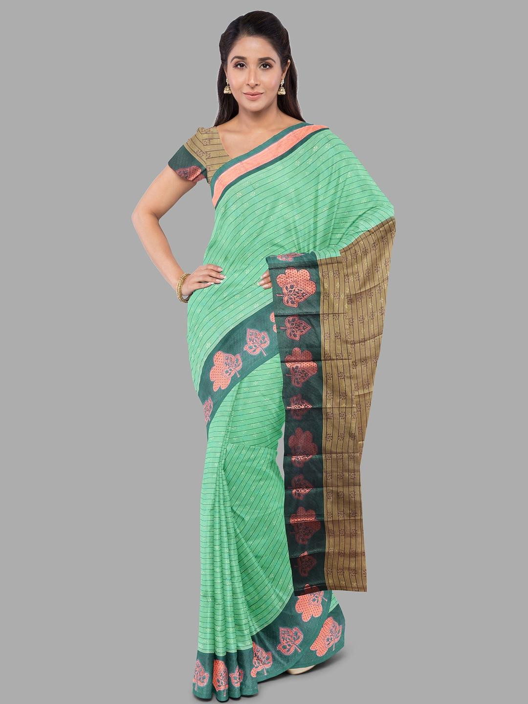 The Chennai Silks Striped Woven Design Zari Garad Saree