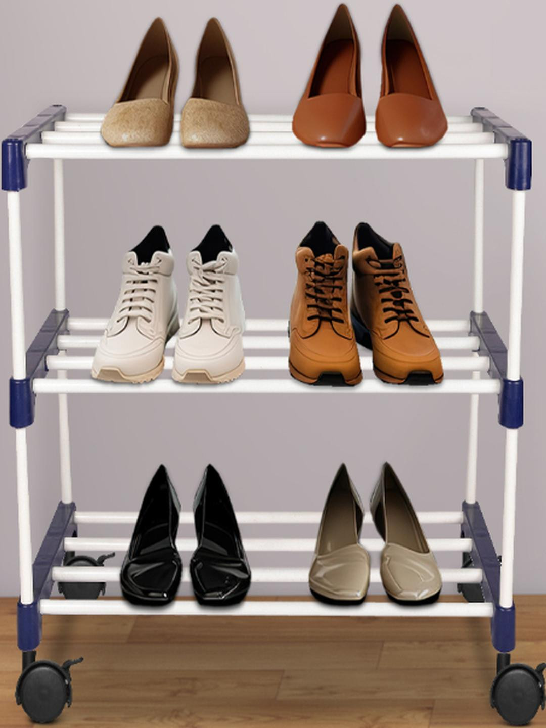 NOVATIC Metal, Plastic off white Shoe Rack