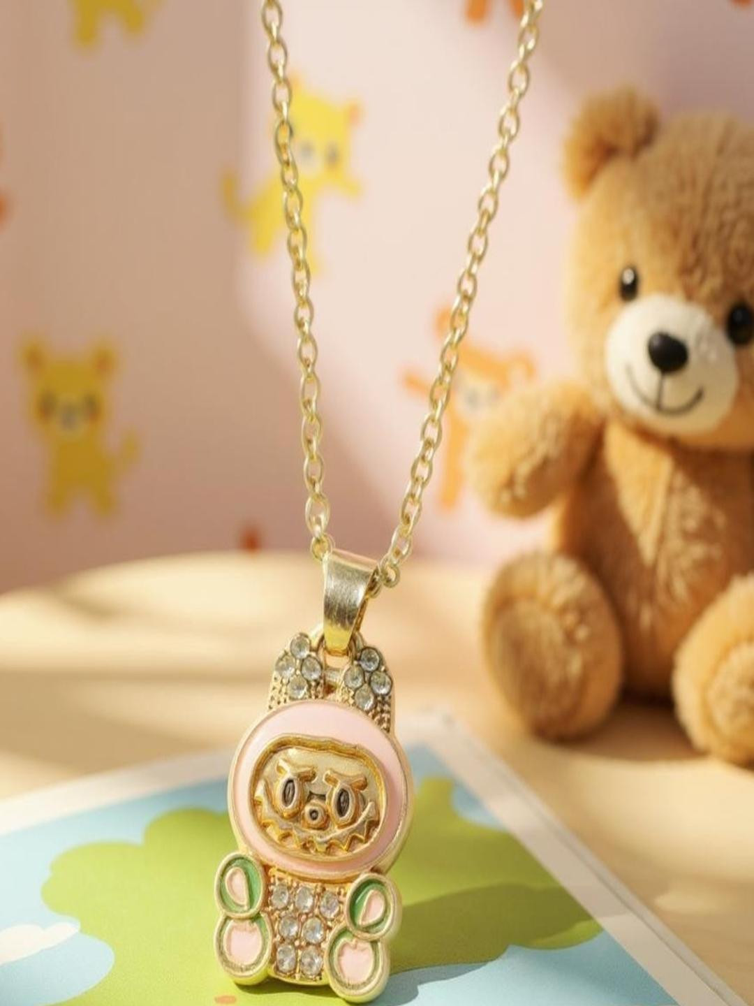 SAPRAA TRENDS Women Gold-Plated Labubu Pendant Necklace