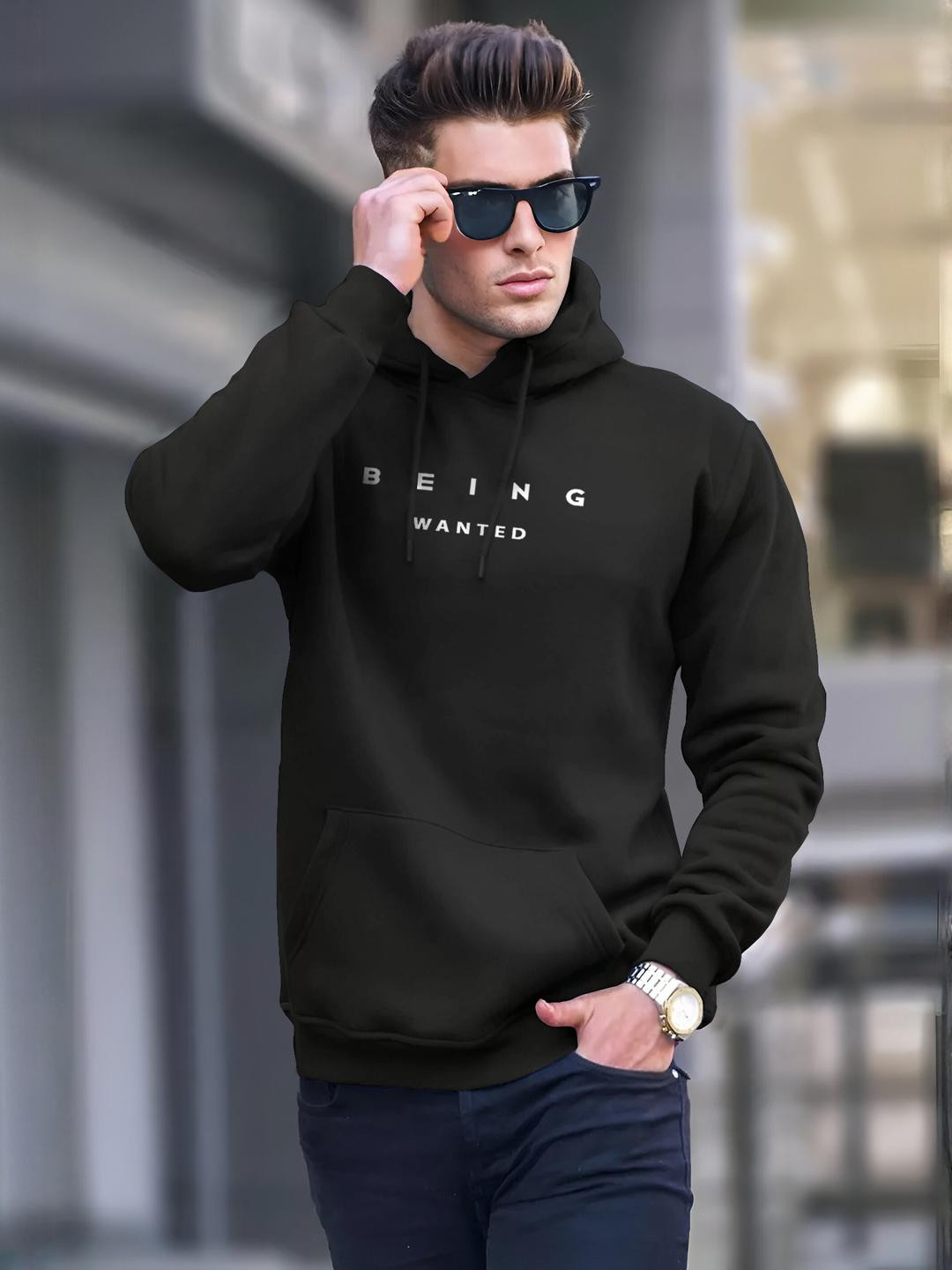 BEING WANTED Men Hooded Pull-Over Sweatshirt