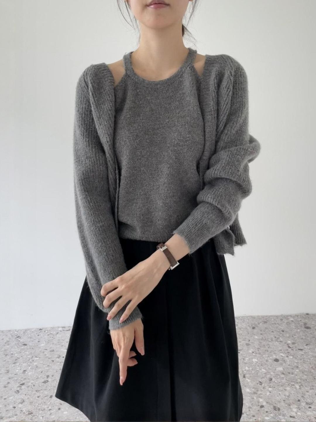 HERE&NOW Women's  Cold Shoulder Knit Cardigan