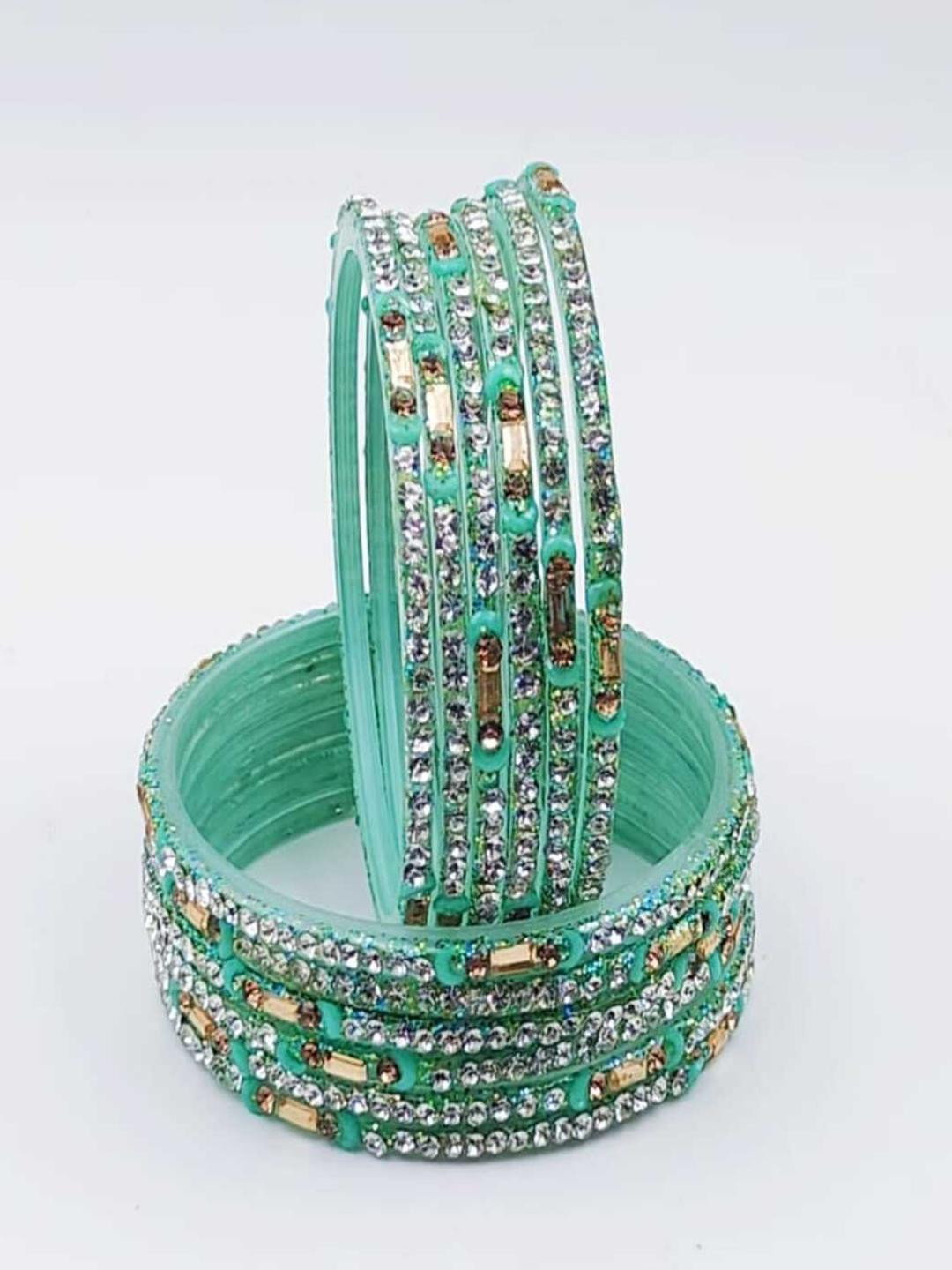 RAF DUKAN Set Of 12 Stones Studded Glass Bangles