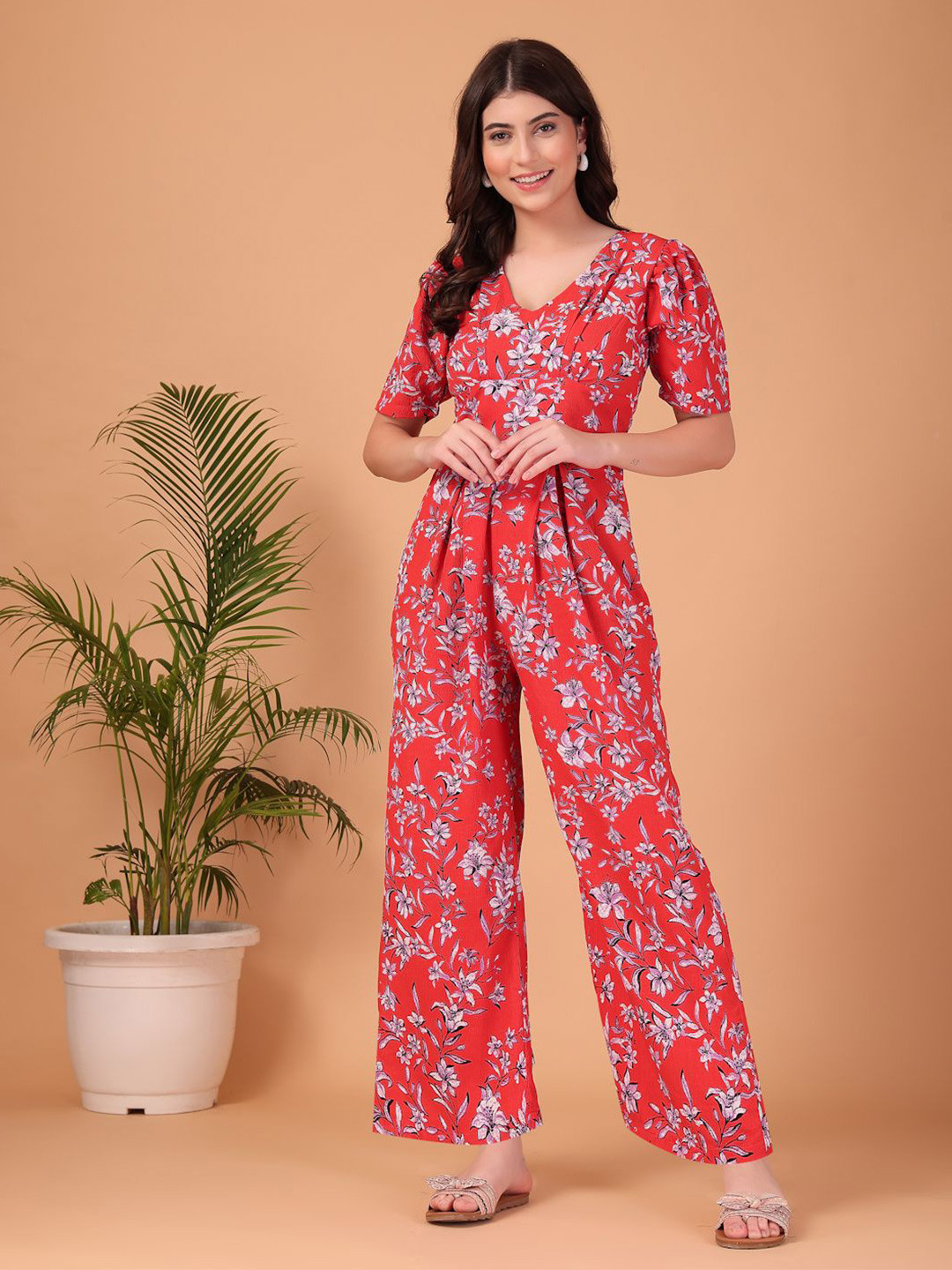 CUKOO Women Floral Printed Basic Jumpsuit