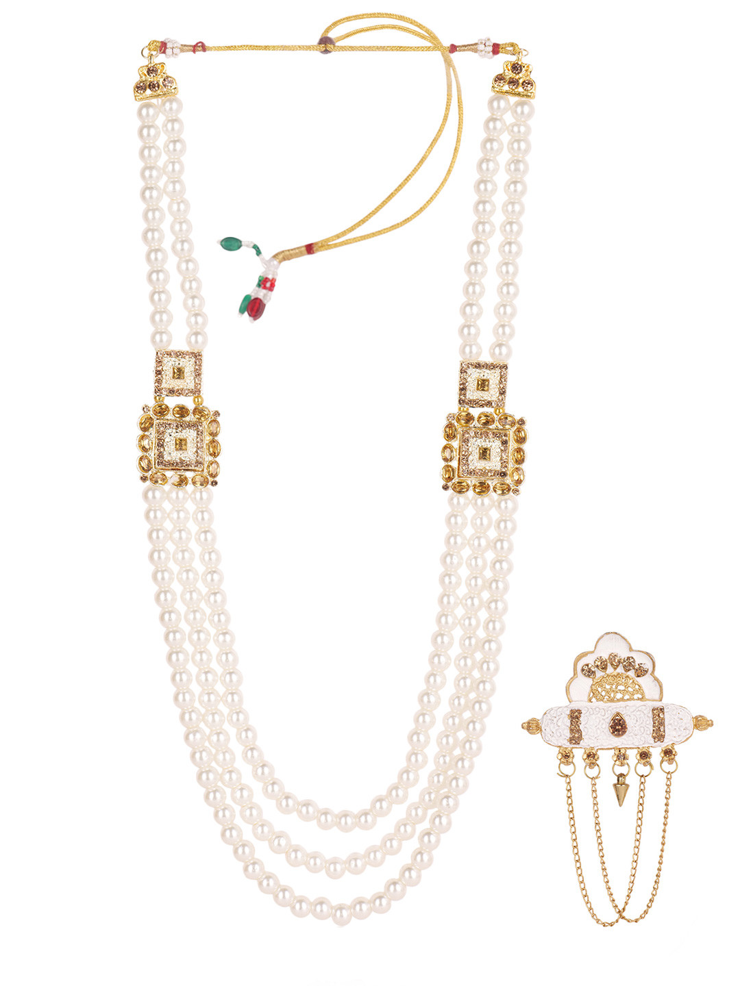 JIYANSHI FASHION Traditional Groom Sherwani Mala with Brooch