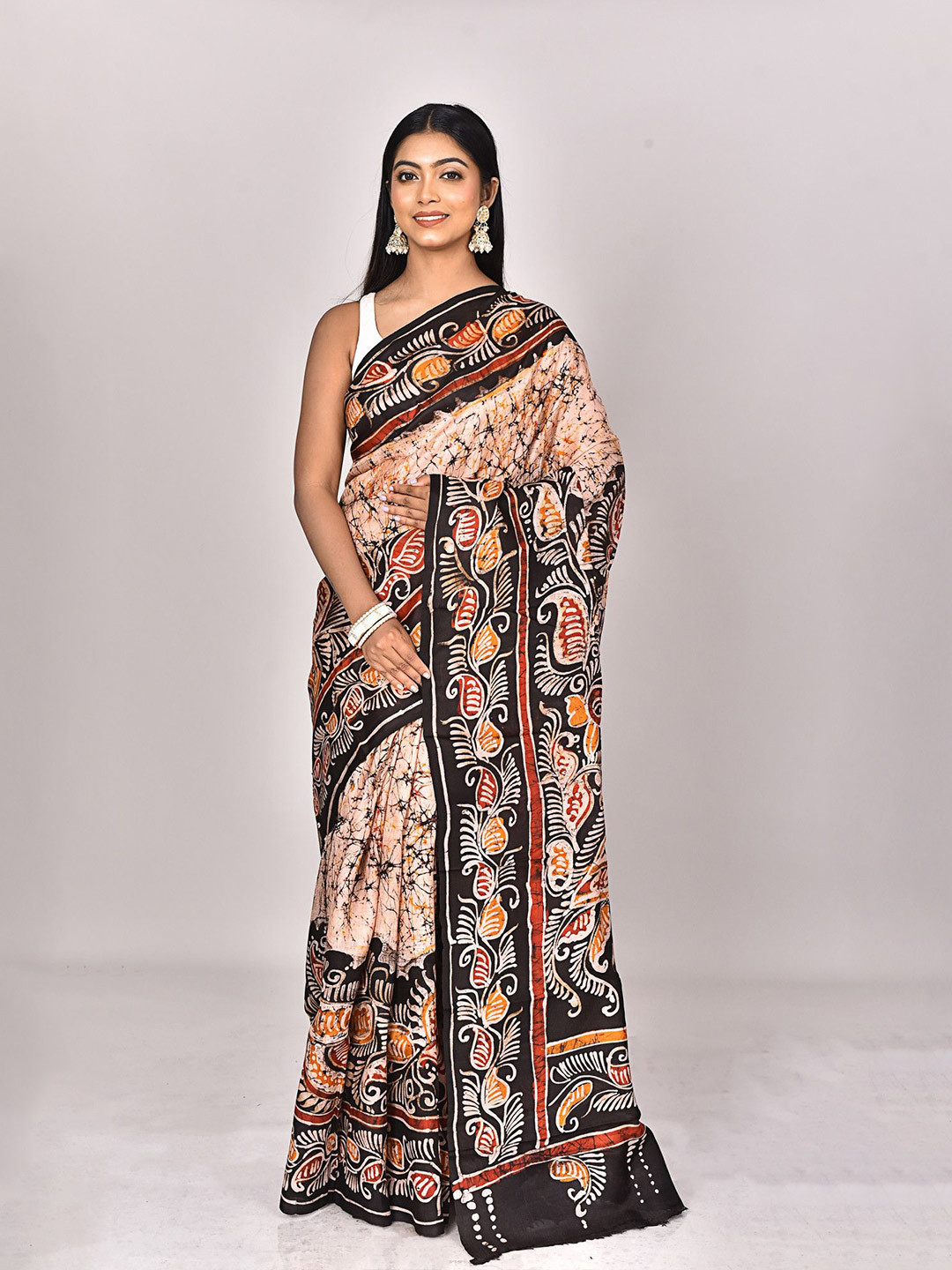 RAM SHYAM collection Hand Batik Katan Silk Saree