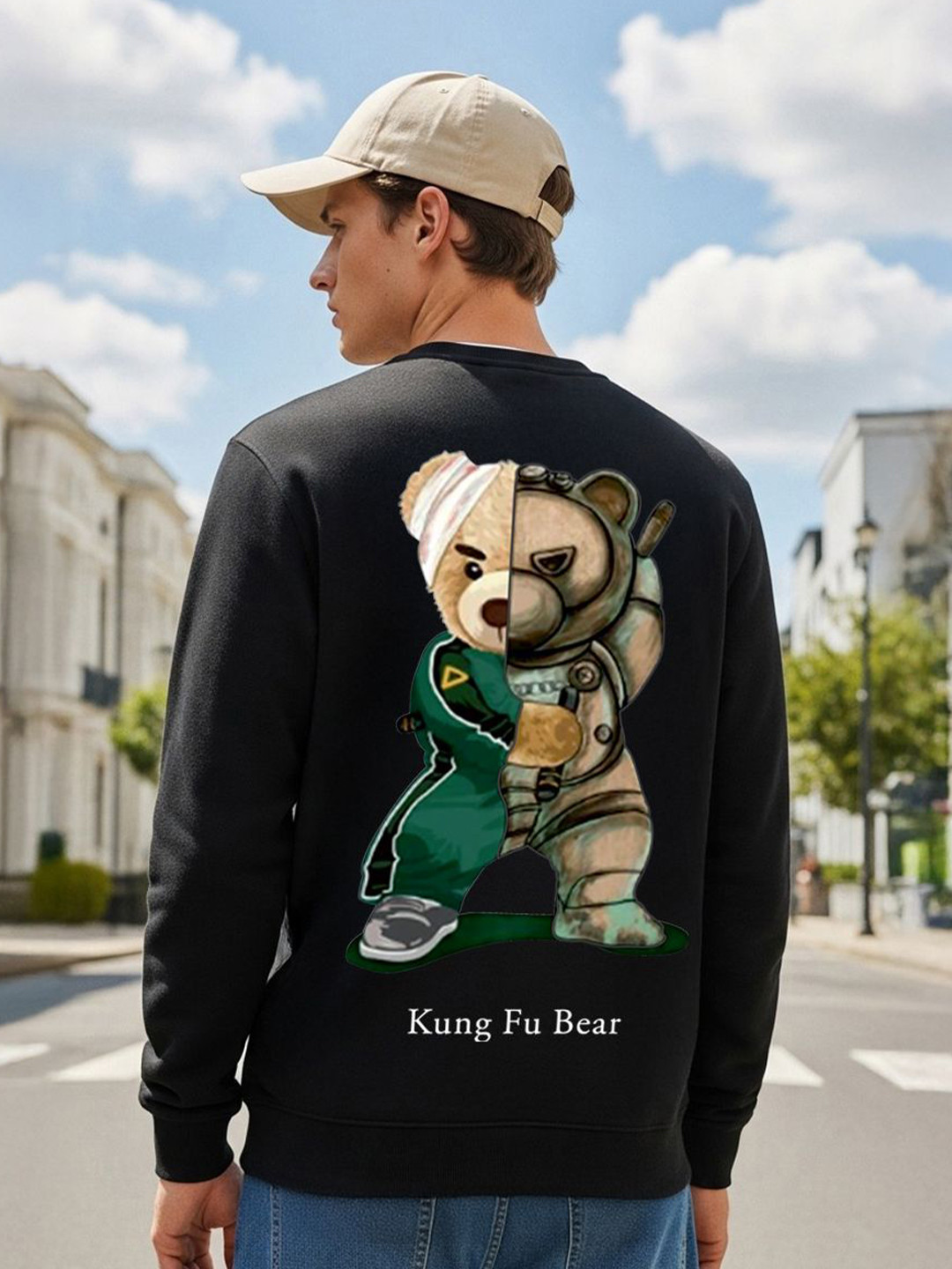 Benny Brooks Men's Black Graphic Printed Full Sleeve Sweatshirt