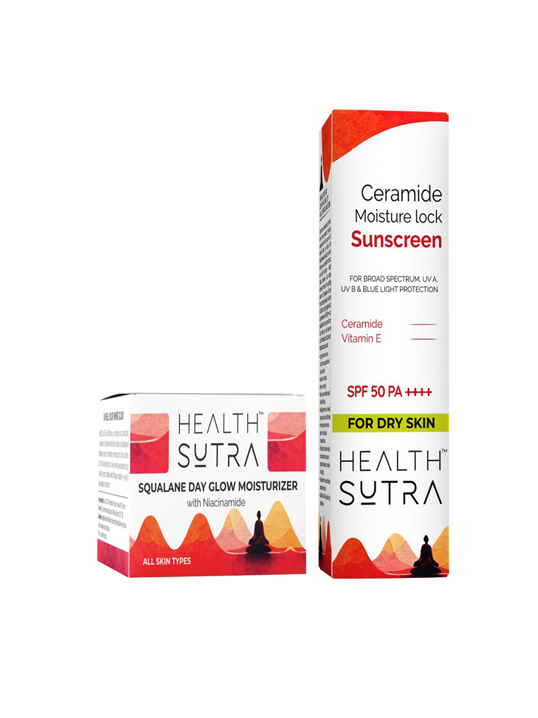 HEALTH SUTRA Set Of 2 Ceramide Sunscreen SPF 50 - 50 ml & Squalene Moisturizer - 50 ml