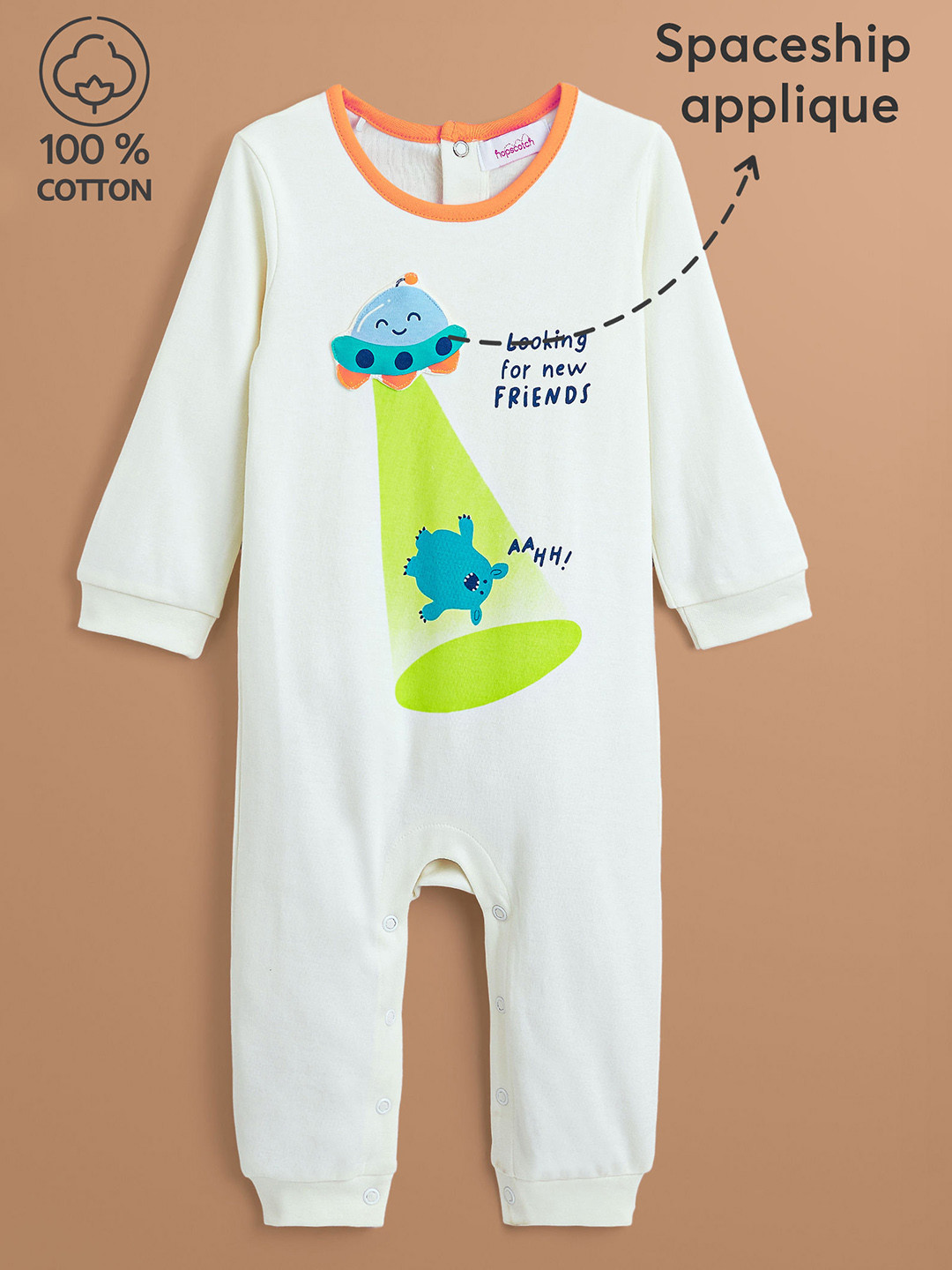 Hopscotch Boys Space Printed Pure Cotton Bodysuit
