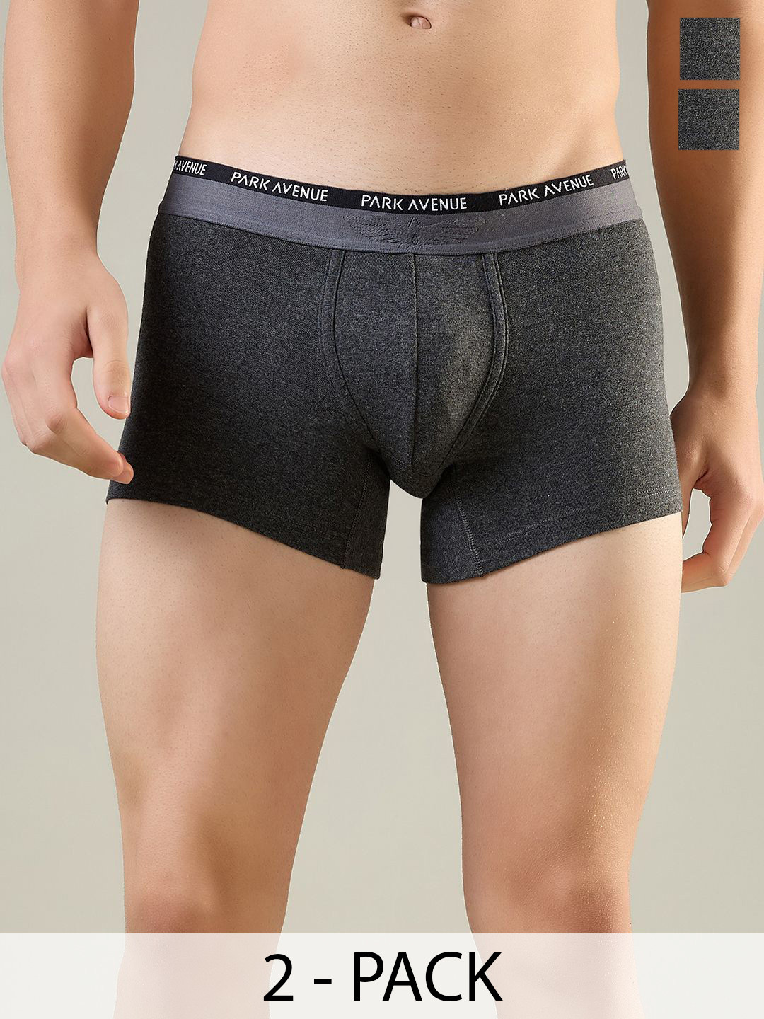 Park Avenue Pack Of 2 Mid-Rise Short Trunks PZTX00217-G887F100-Dark Grey
