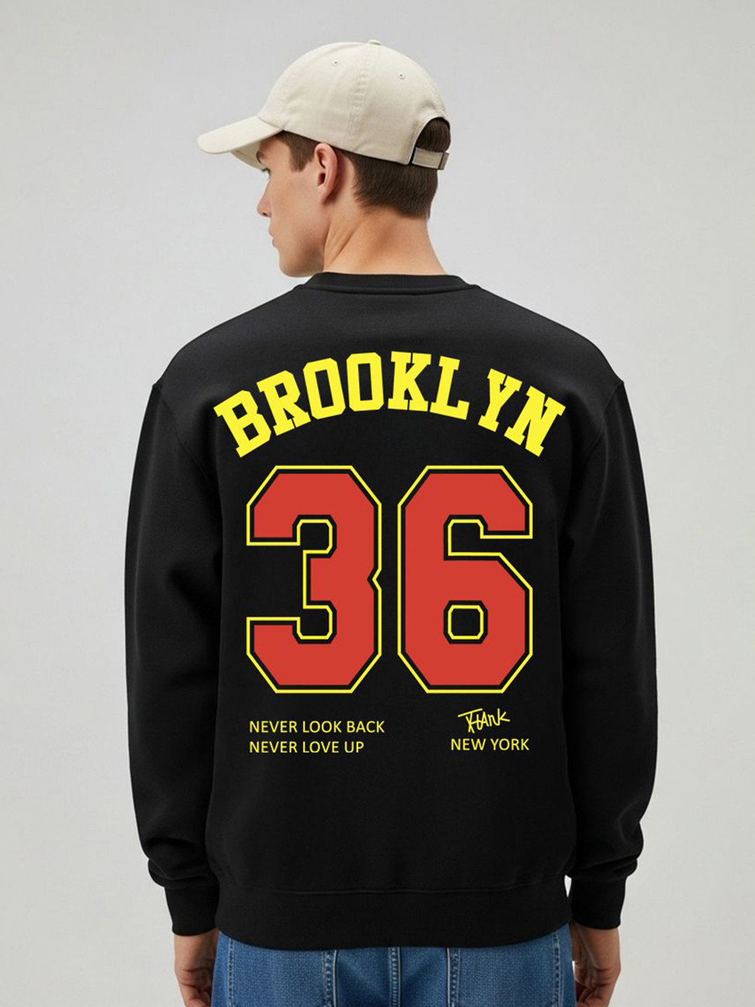 Benny Brooks Men's Black Graphic Printed Full Sleeve Sweatshirt